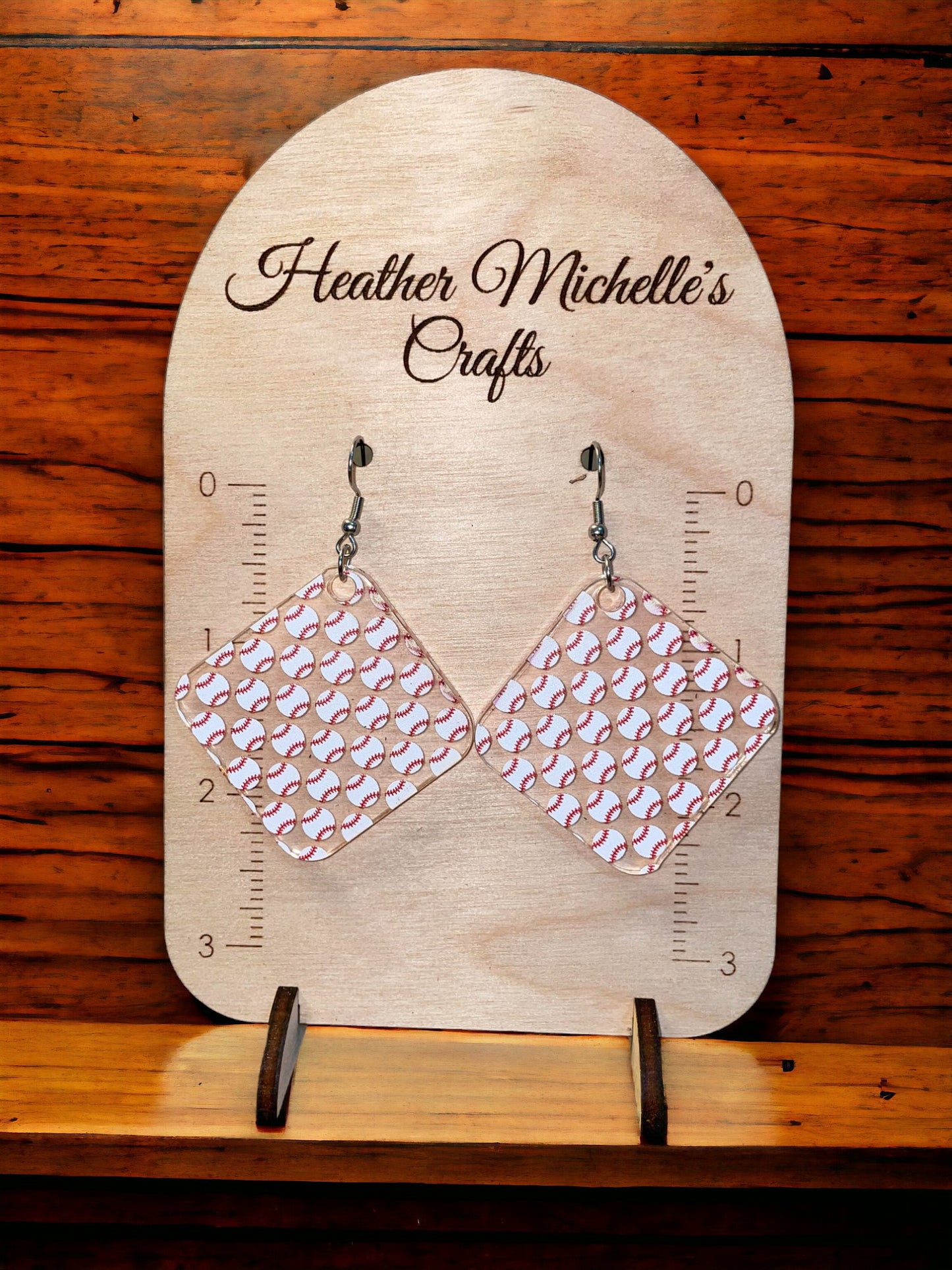 Earrings - Acrylic Baseball Design