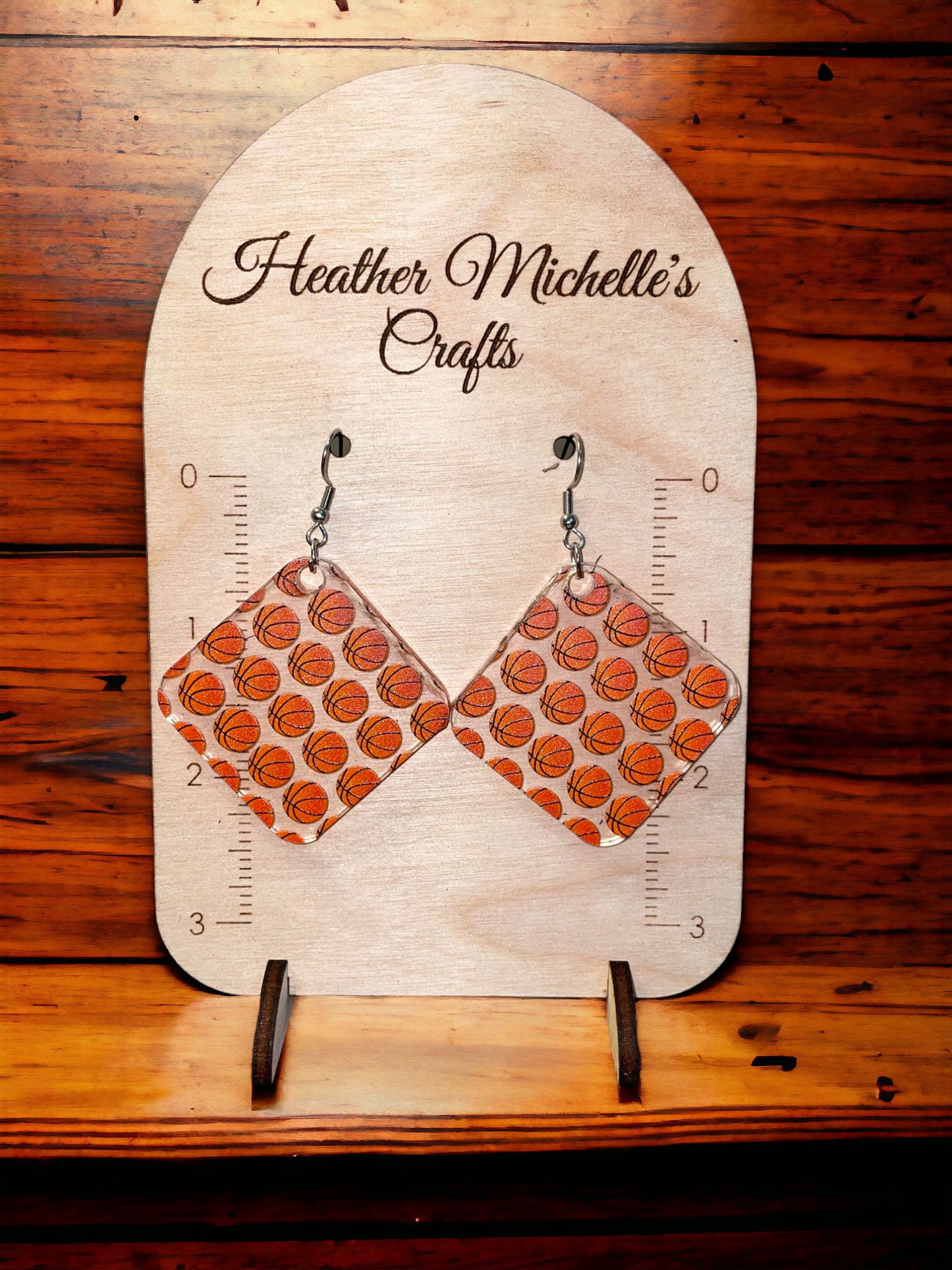 Earrings - Acrylic Basketball Design