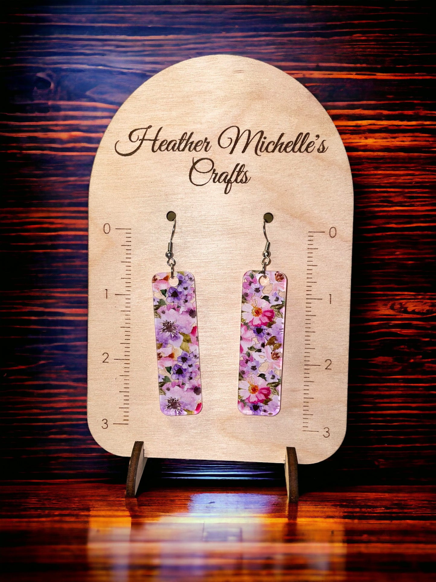 Earrings - Acrylic Mini Purple and Pink Watercolor Floral Design, 4 styles available