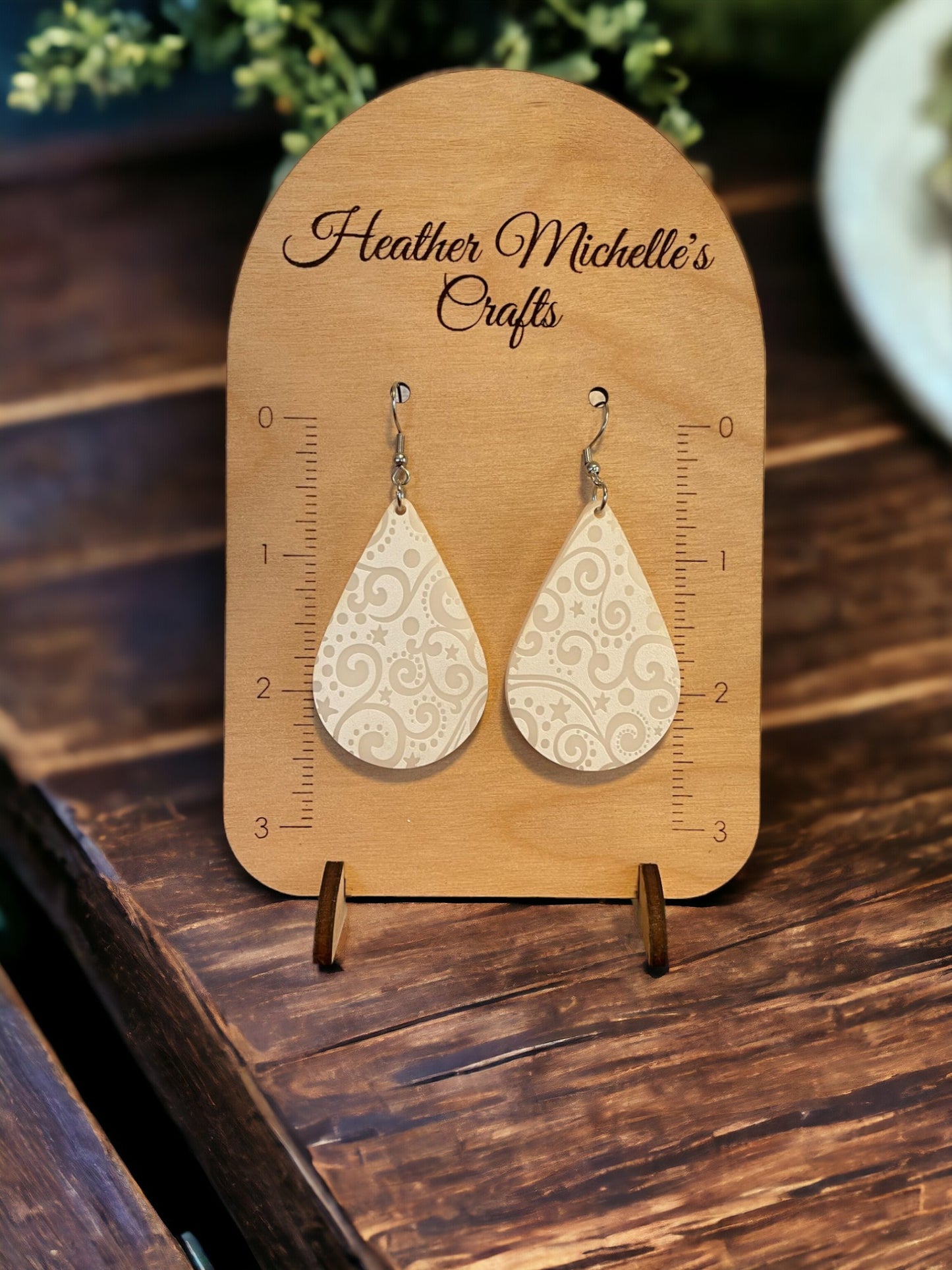 Earrings - Acrylic White Scrolls, 6 styles available
