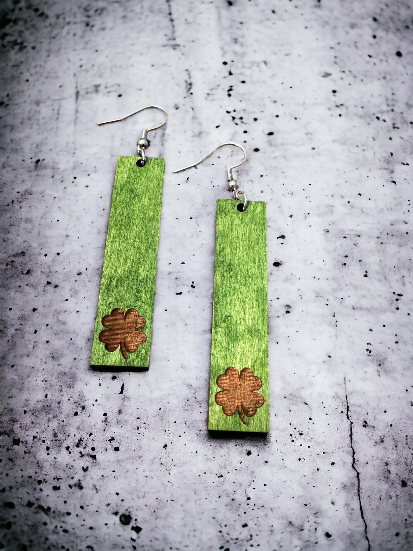 Earrings - Shamrock #2, hand painted