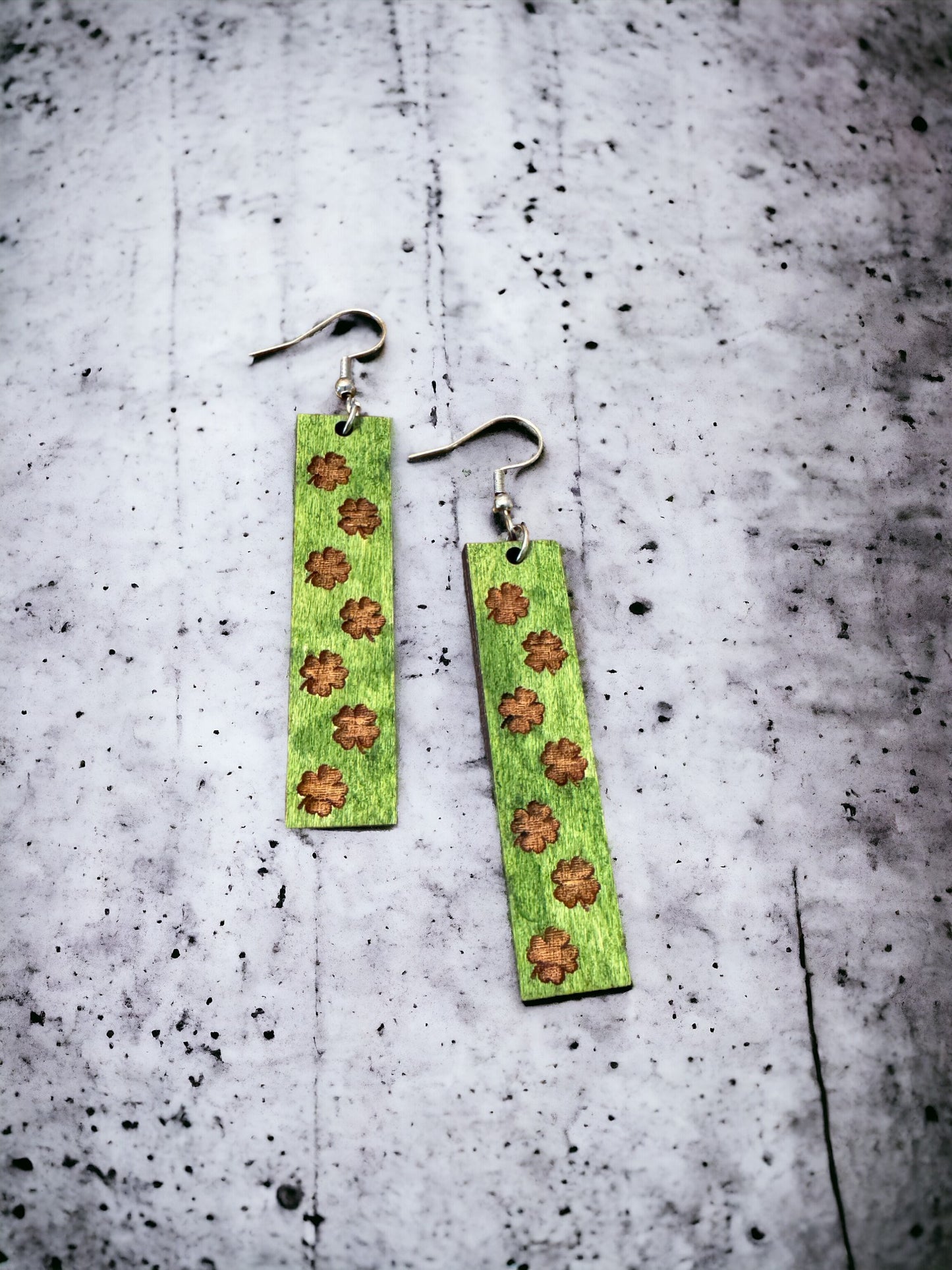 Earrings - Shamrock #3, hand painted