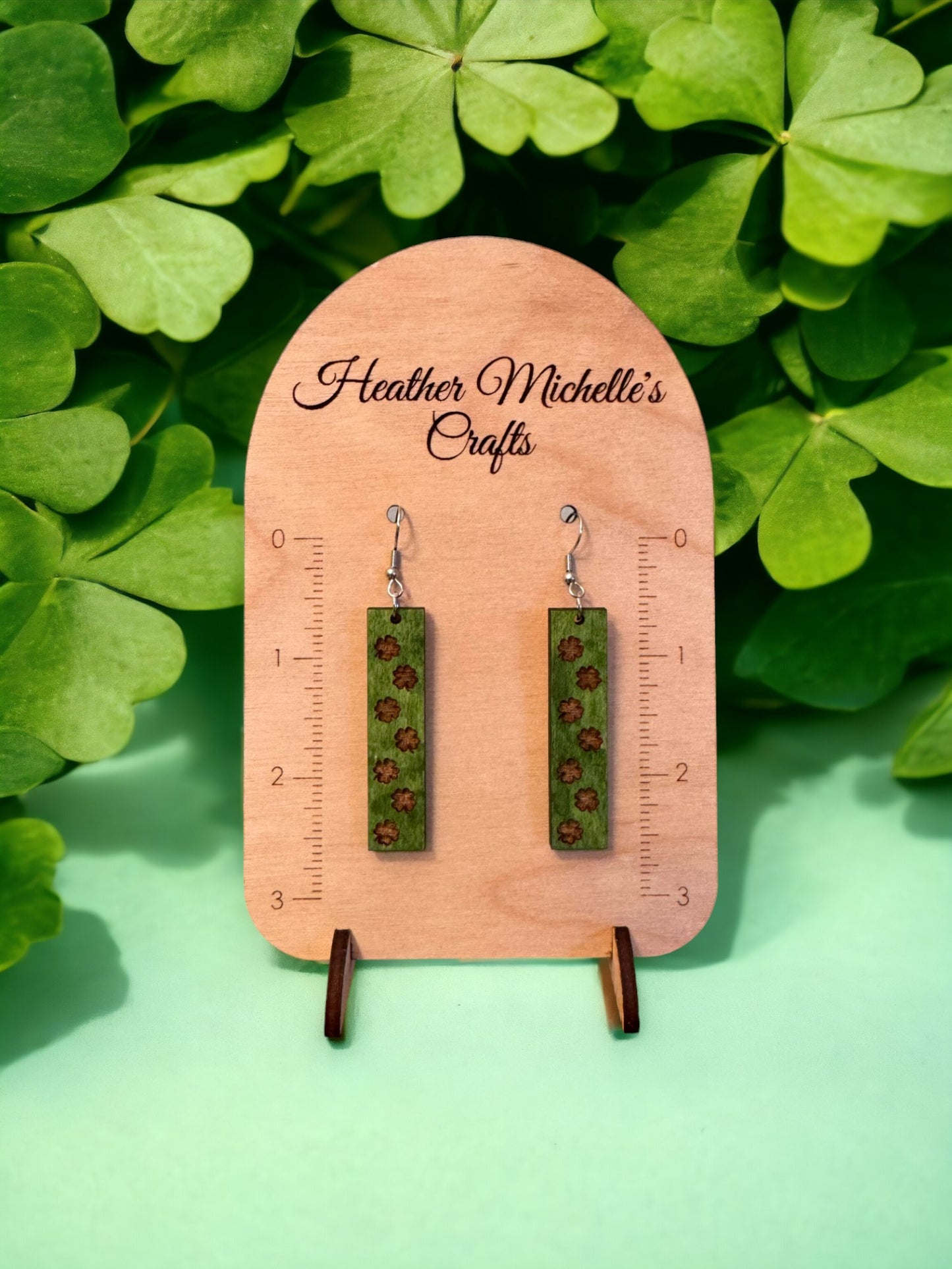Earrings - Shamrock #3, hand painted