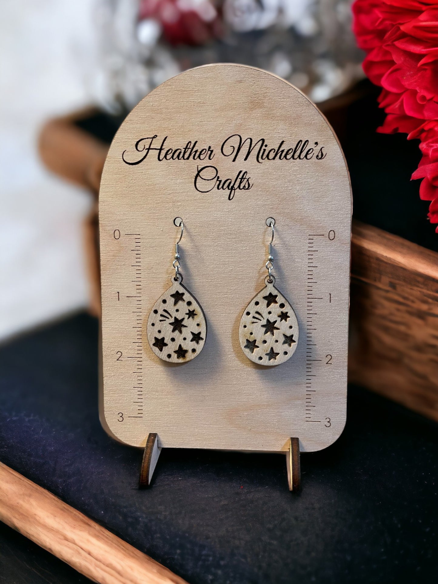 Earrings - Cut Out or Engrave Stars on teardrop