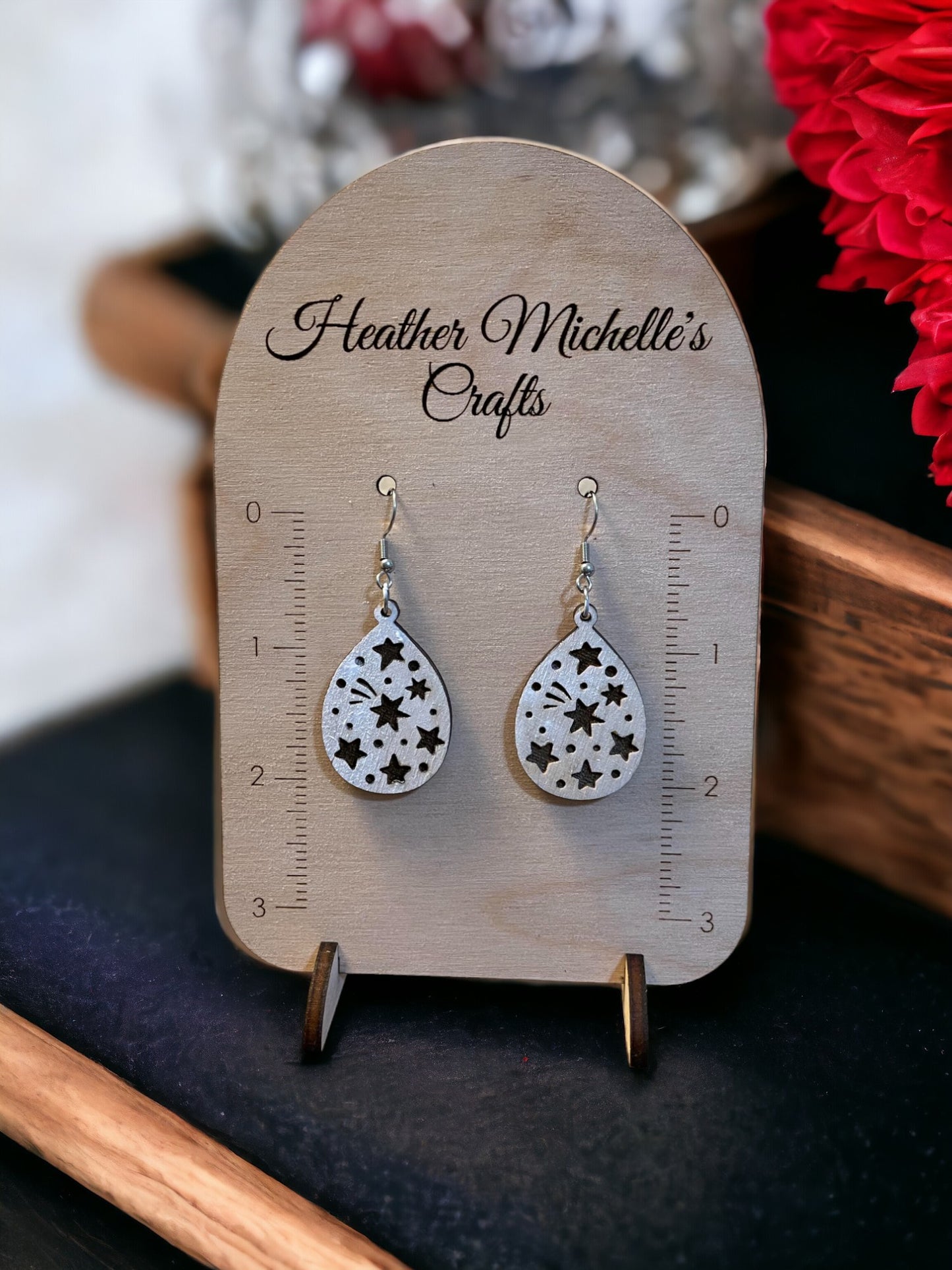 Earrings - Cut Out or Engrave Stars on teardrop