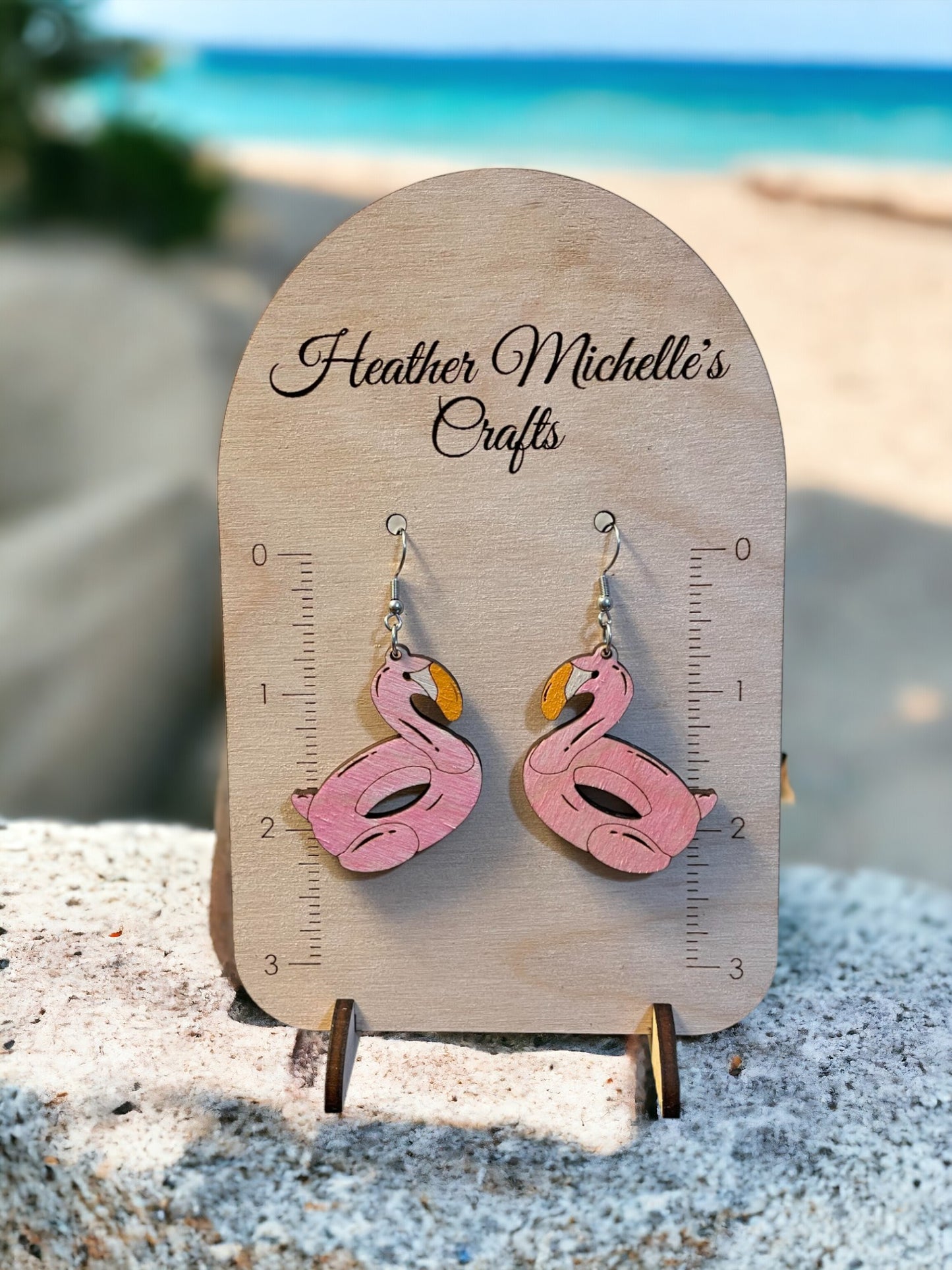 Earrings - Flamingo Floats hand painted