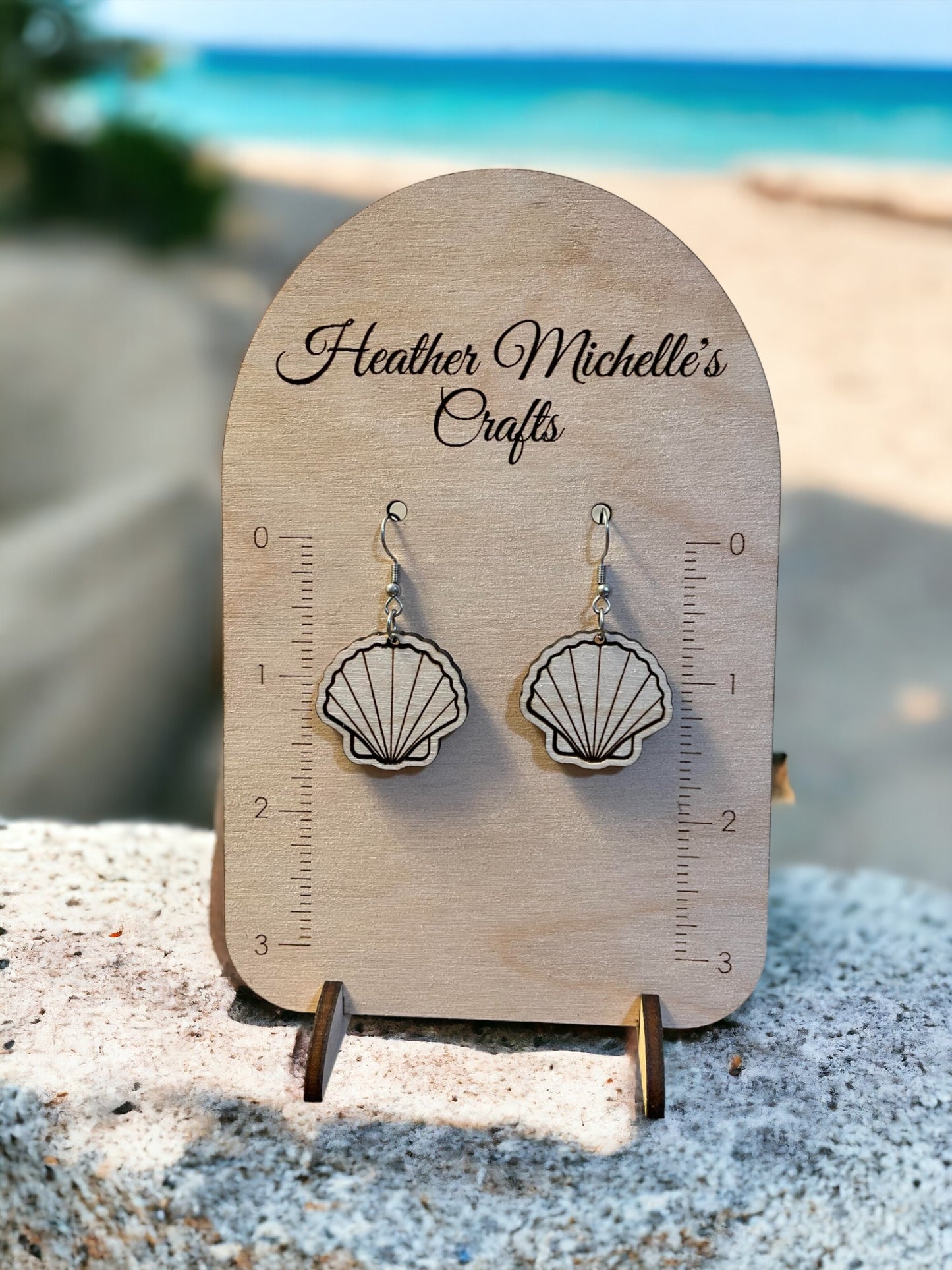 Earrings - Seashell Design # 1, natural or Color Wash Tint options