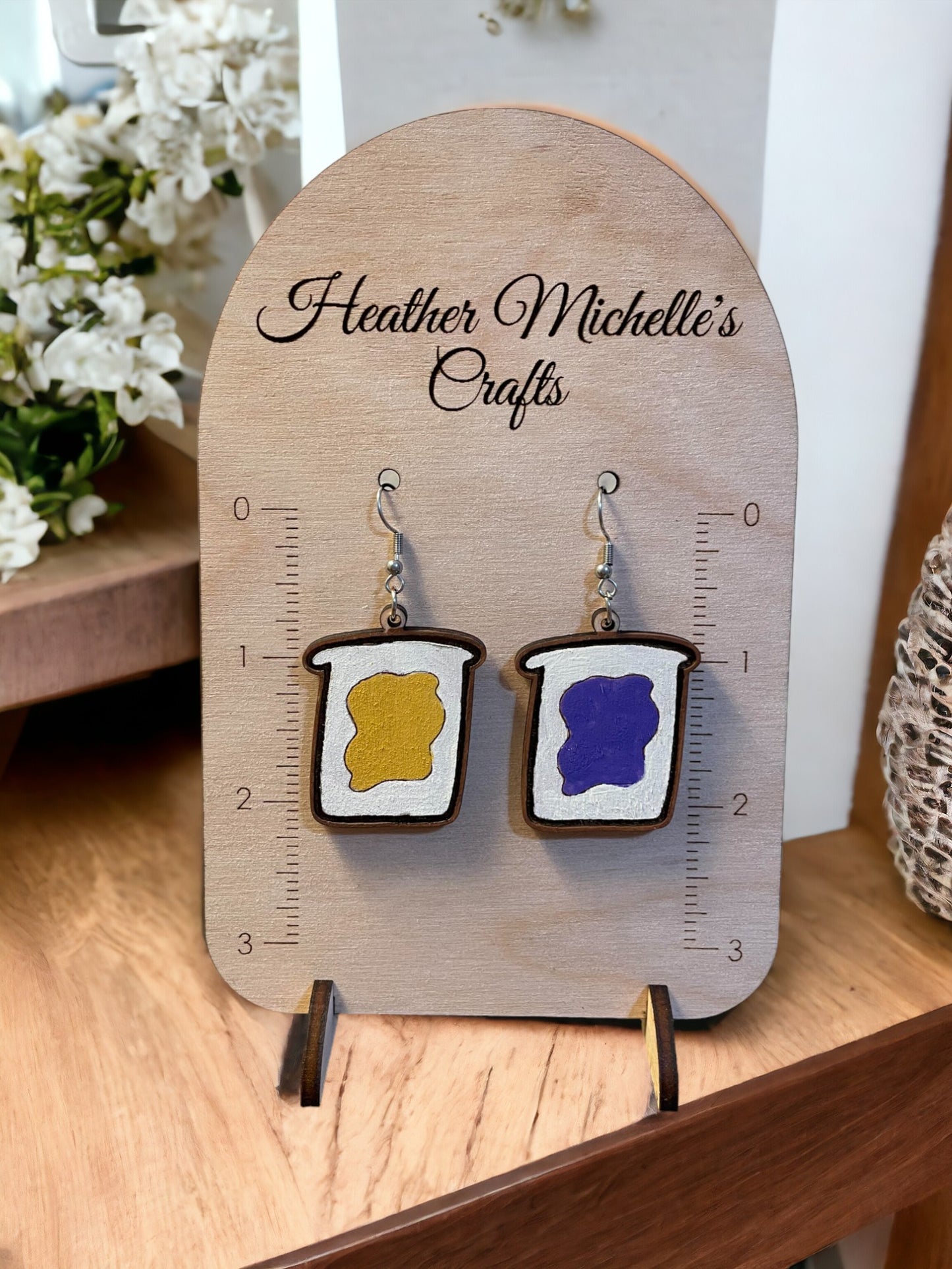 Earrings -Peanut Butter and Jelly, hand painted