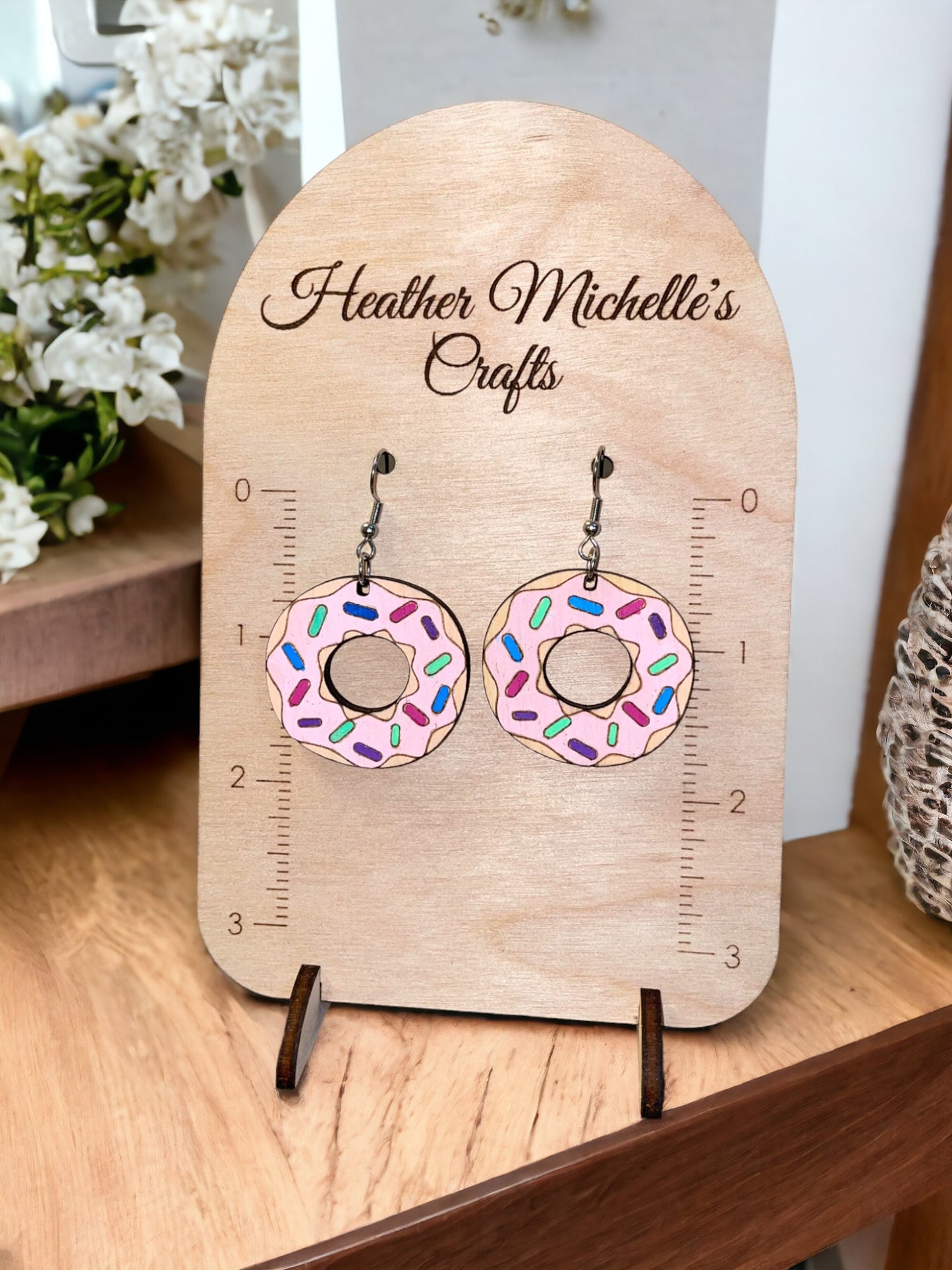 Earrings -Donuts, hand painted