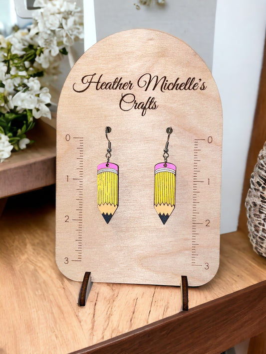 Earrings -Pencil, hand painted