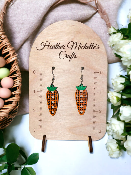 Earrings -Rattan Carrot, hand parinted