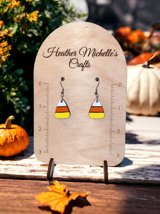 Earrings -Candy Corn, hand painted