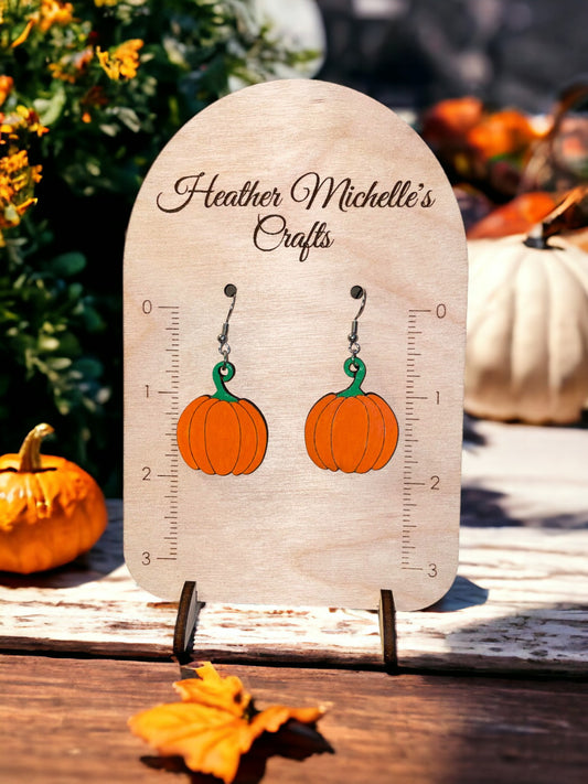 Earrings -Pumpkin, hand painted