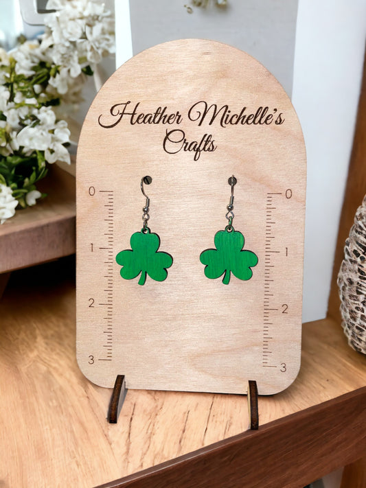 Earrings -Clover ,hand painted