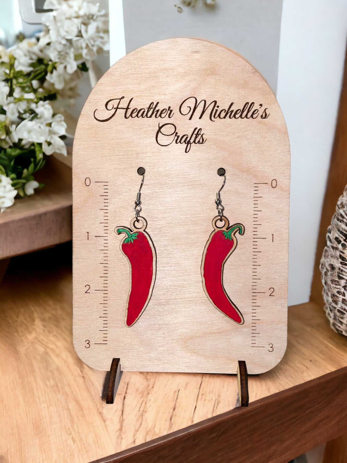 Earrings -Chile Pepper, hand painted