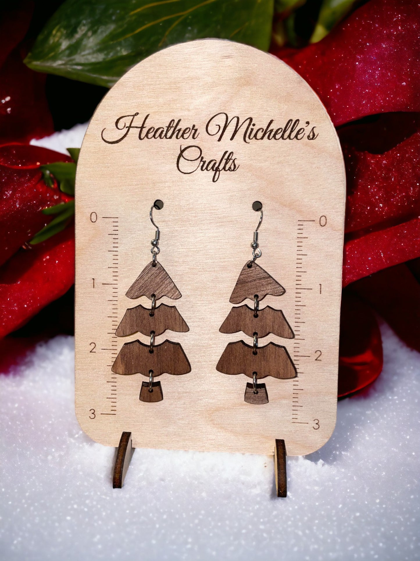 Earrings - Layered Christmas Tree, stained