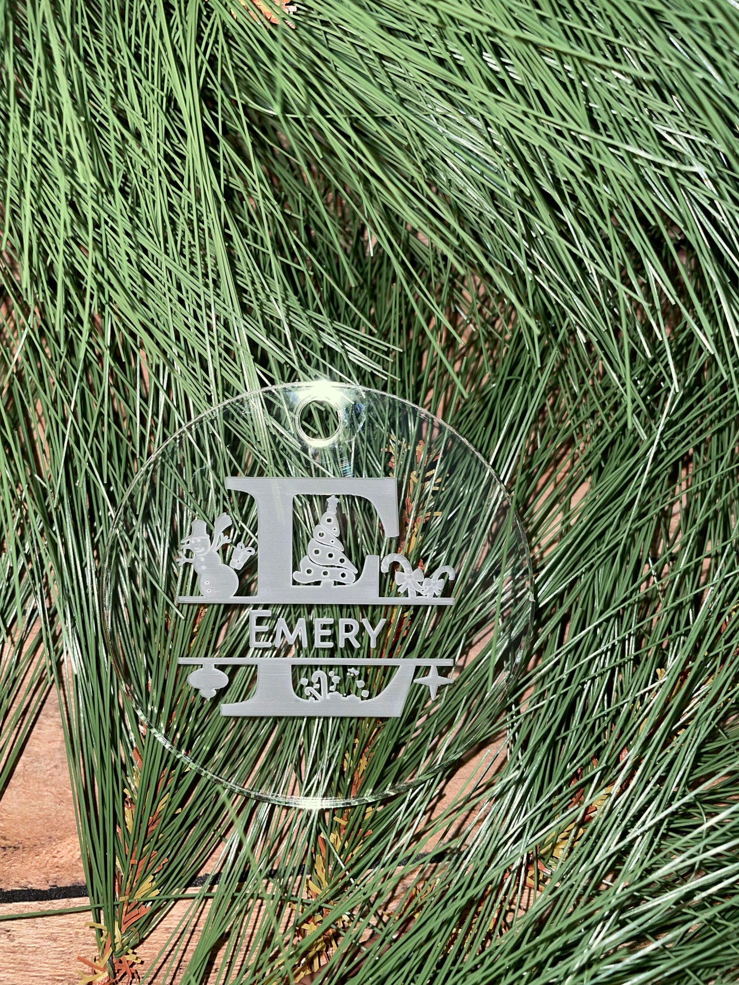 Ornament - Personalized Acrylic Snow globe w/ Initial and Name