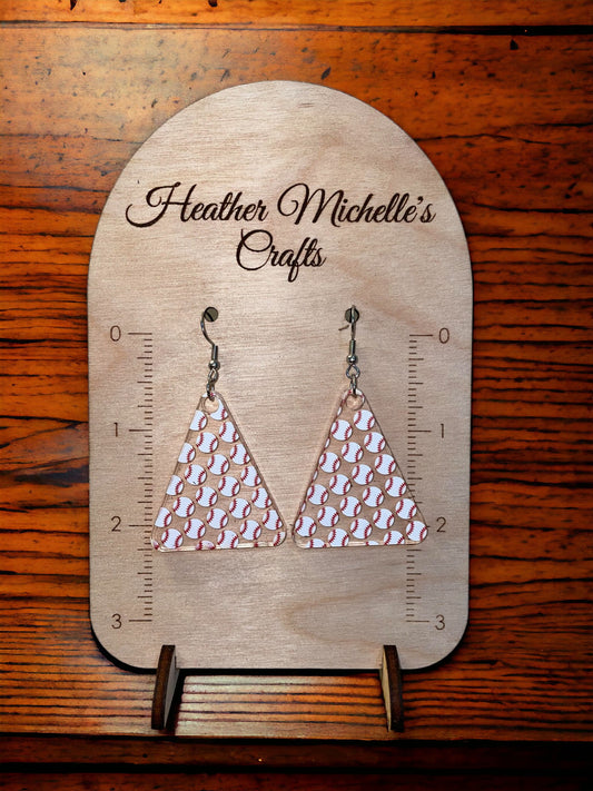 Earrings - Acrylic Baseball Design