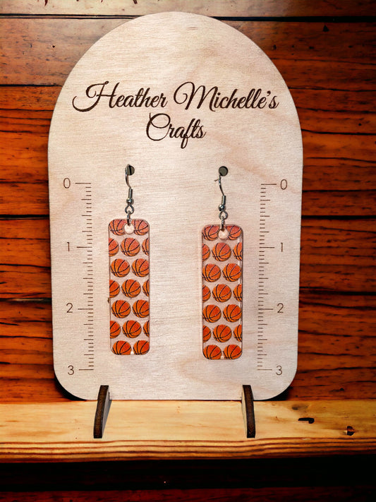 Earrings - Acrylic Basketball Design