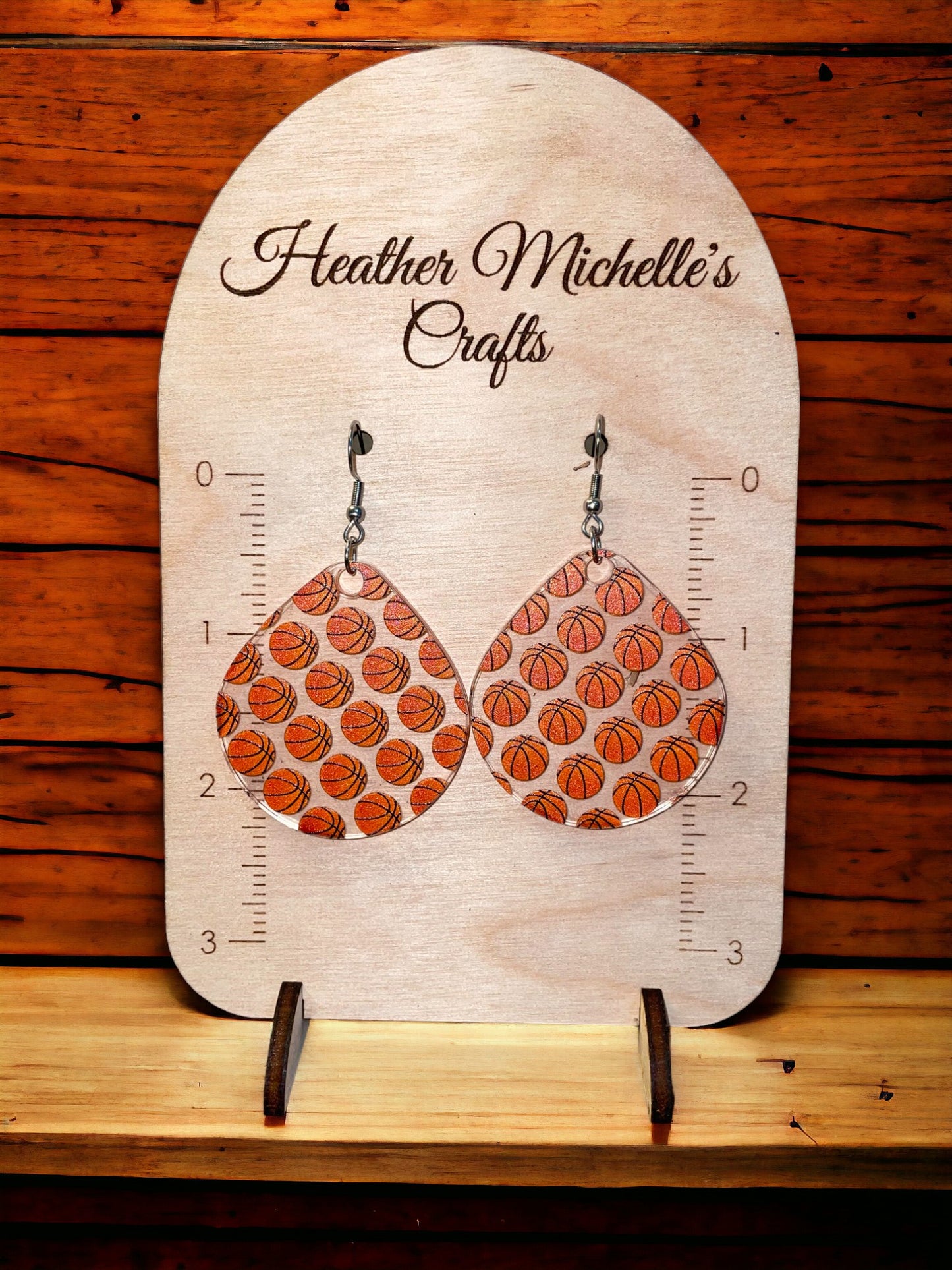 Earrings - Acrylic Basketball Design