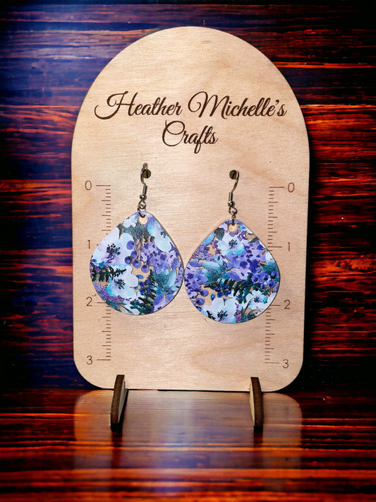 Earrings - Acrylic Scattered Blueberry Floral Design, 3 styles available