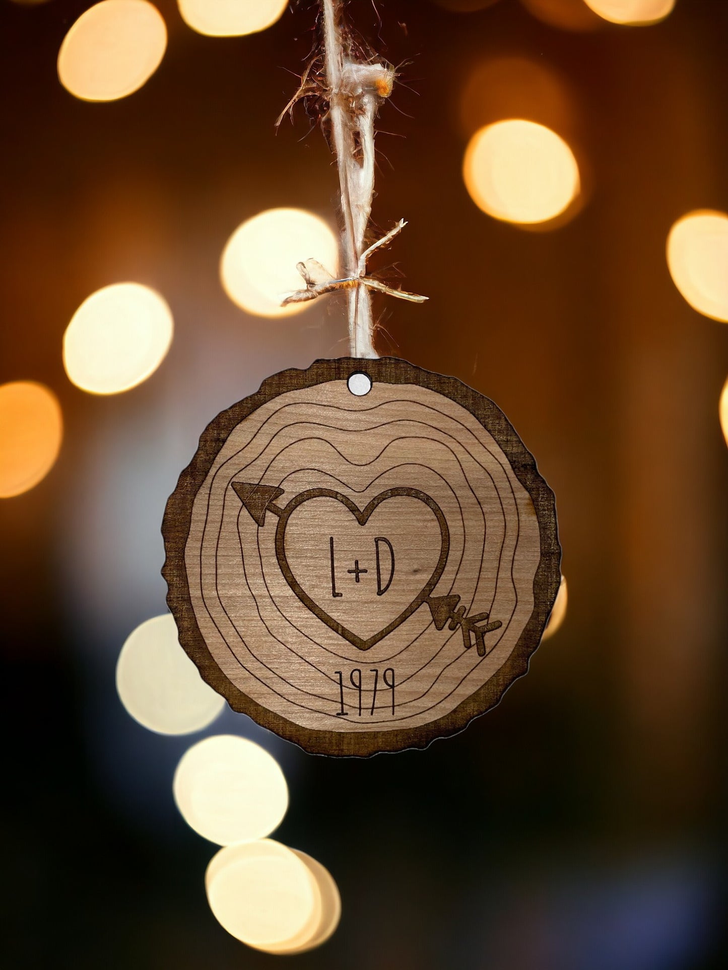 Ornament - Personalized Initials and year Carved on Tree