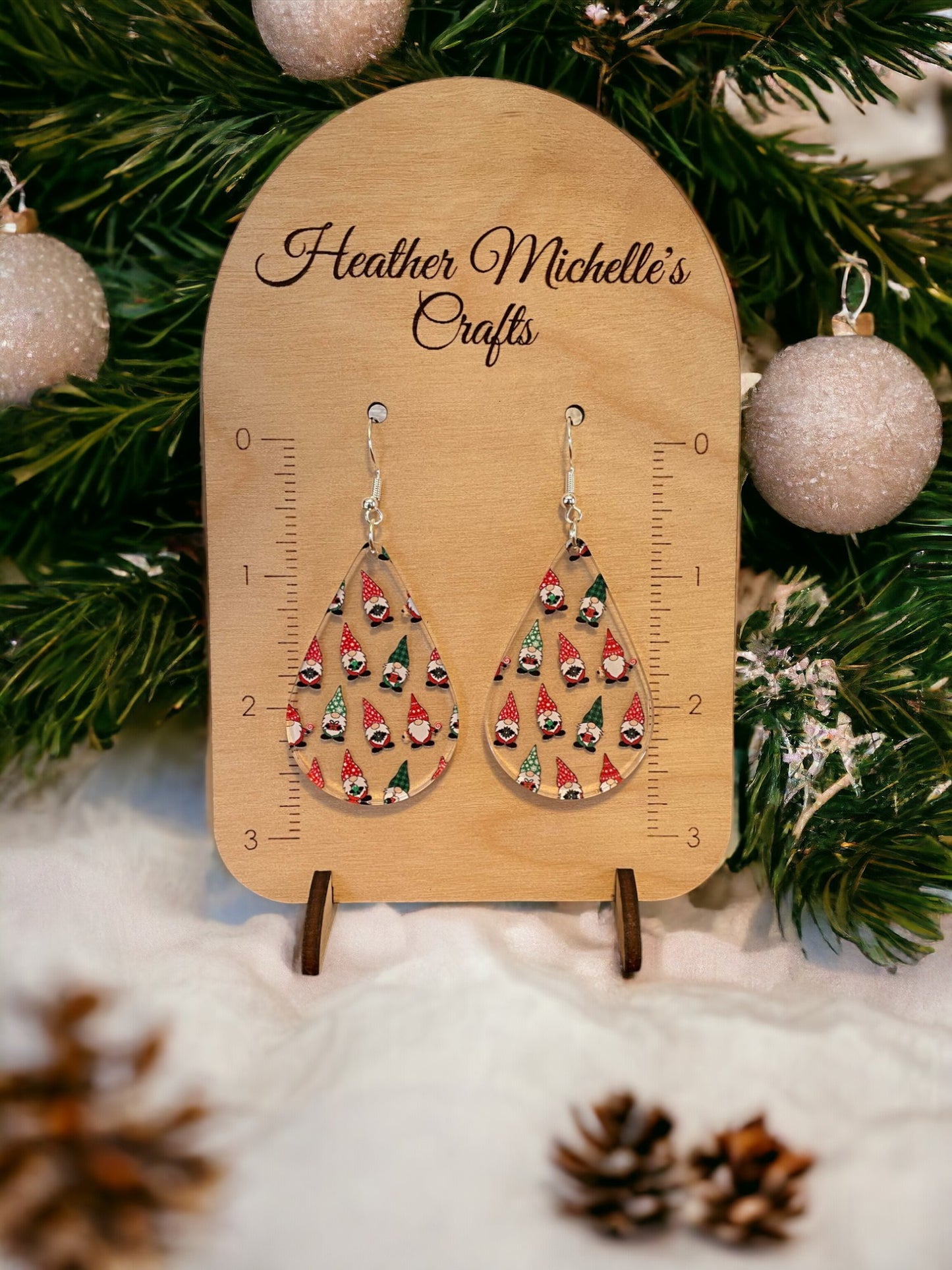 Earrings - Acrylic Christmas Gnomes Design, 5 styles available