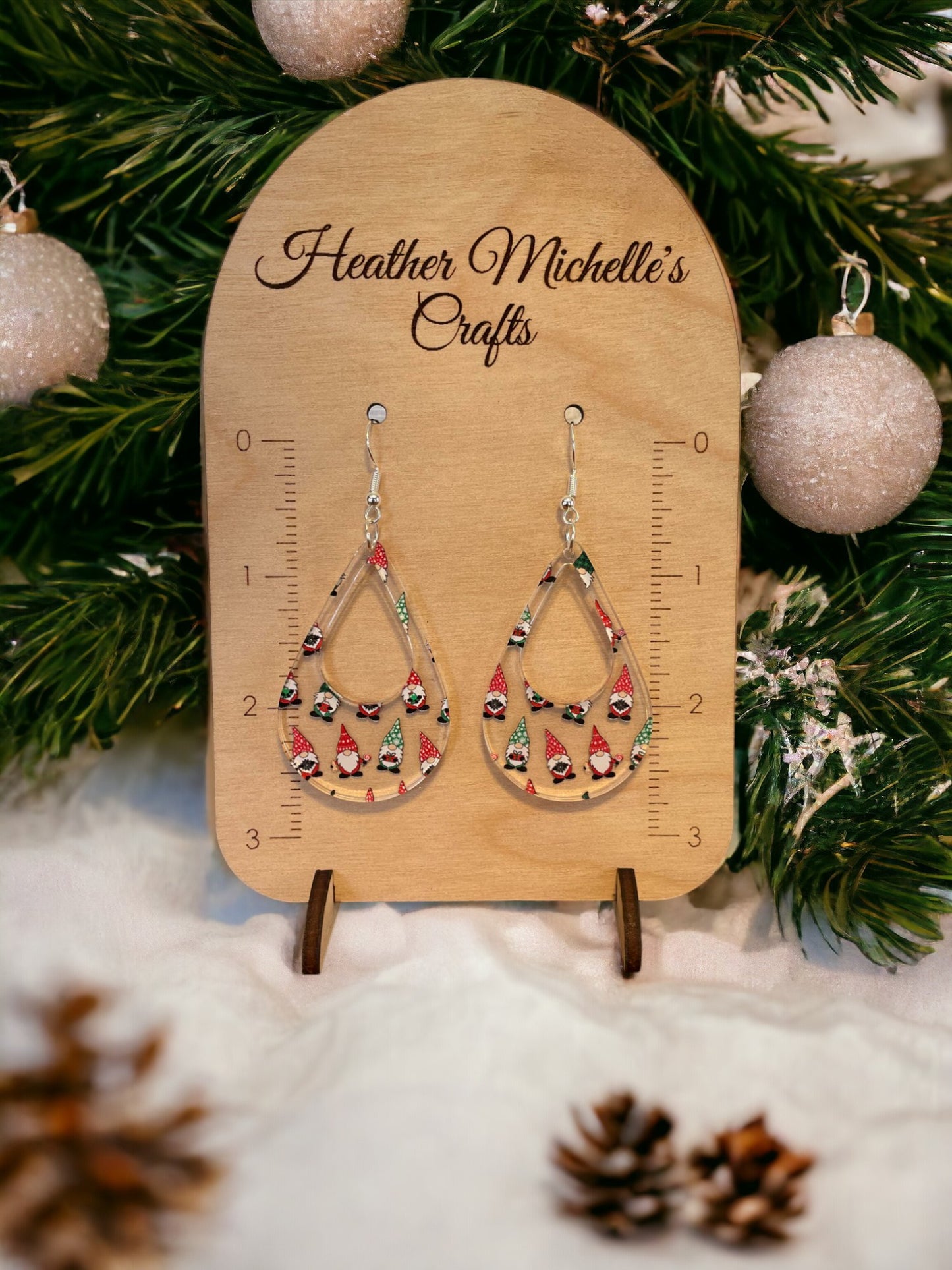 Earrings - Acrylic Christmas Gnomes Design, 5 styles available