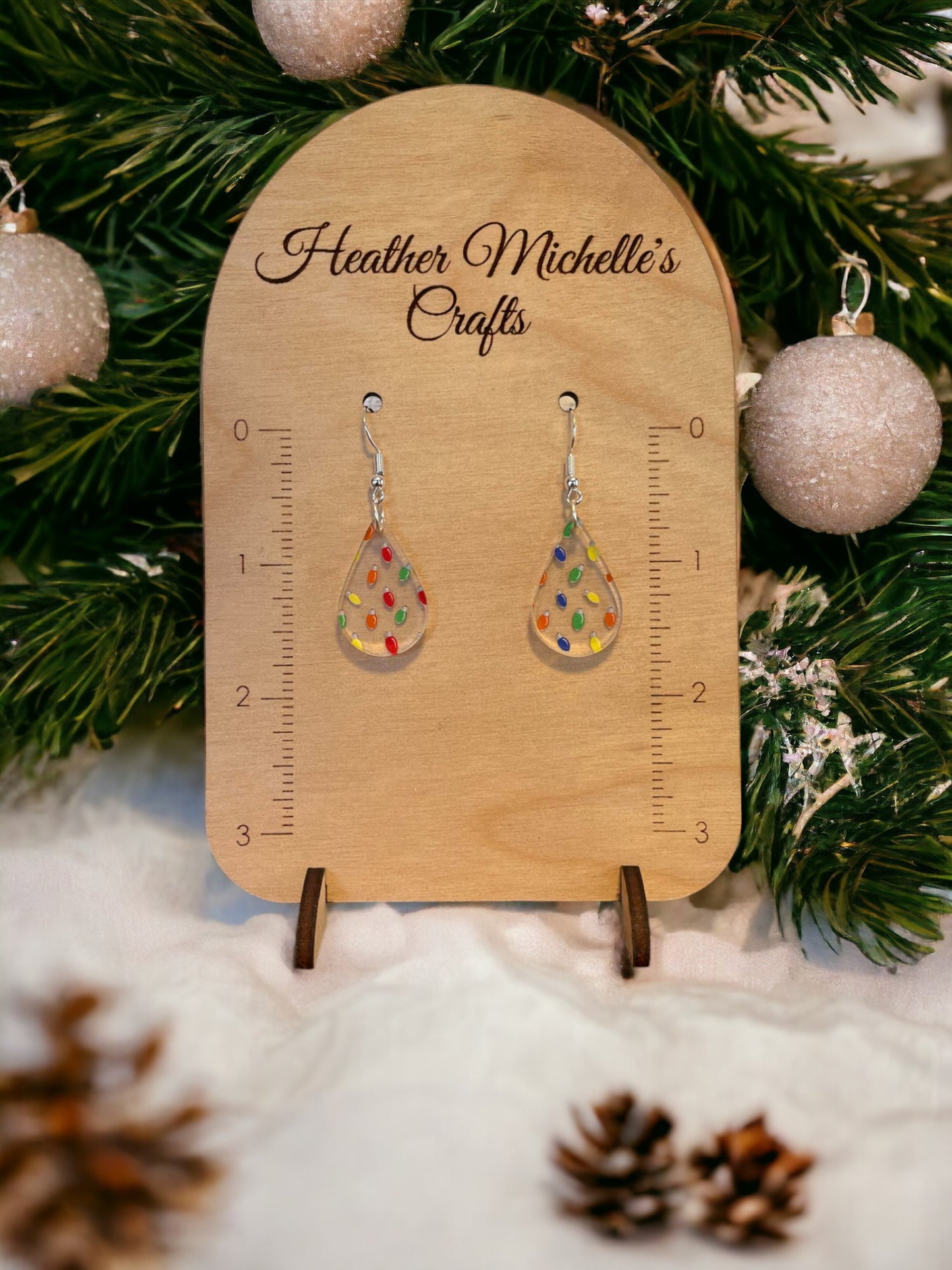 Earrings - Acrylic Christmas Lights Design, 6 styles available