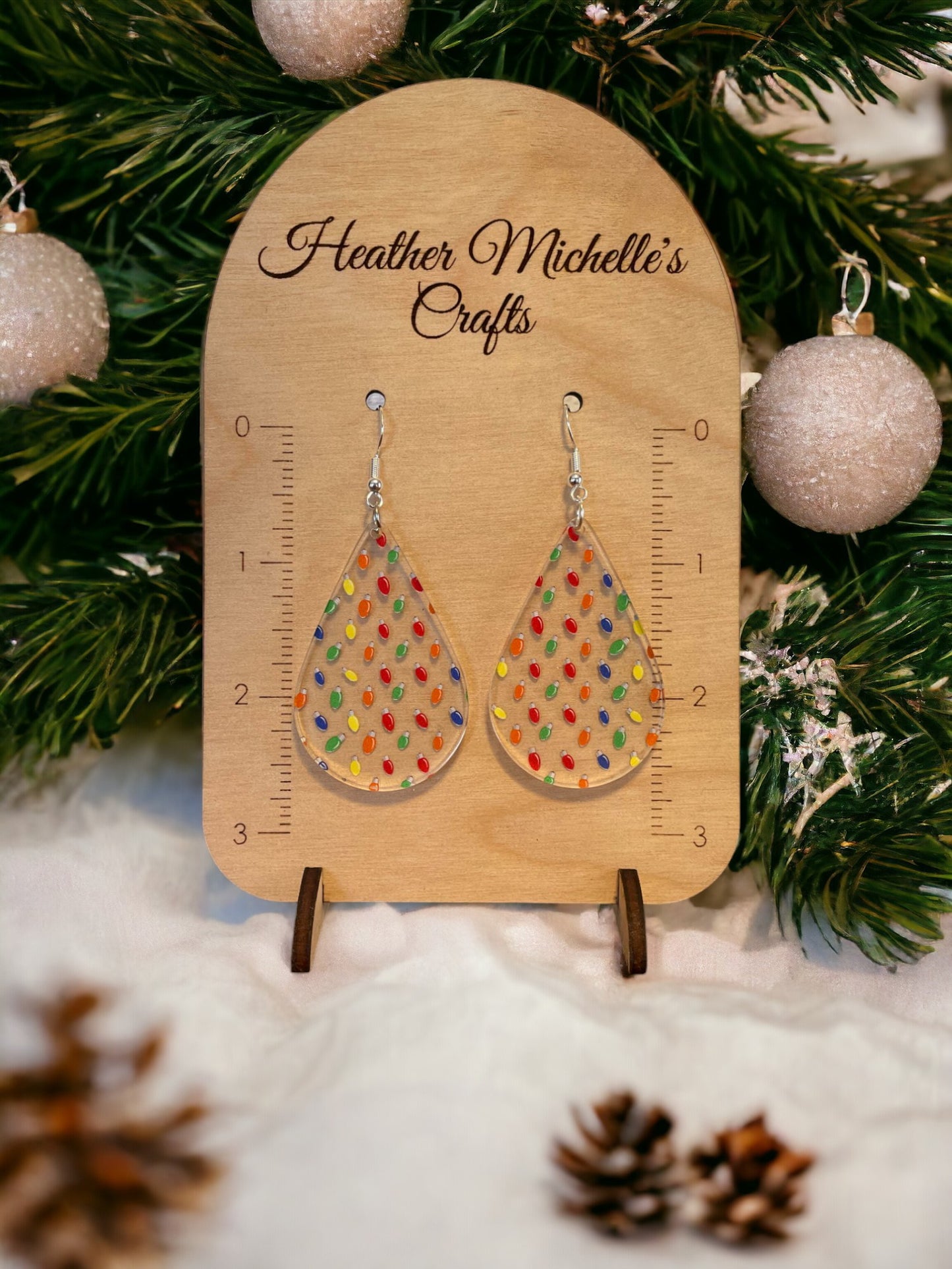 Earrings - Acrylic Christmas Lights Design, 6 styles available