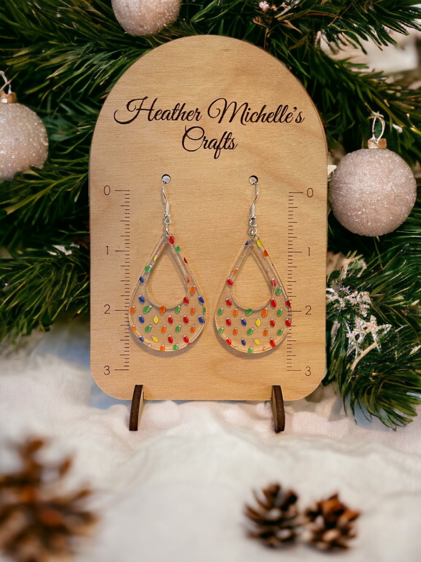 Earrings - Acrylic Christmas Lights Design, 6 styles available