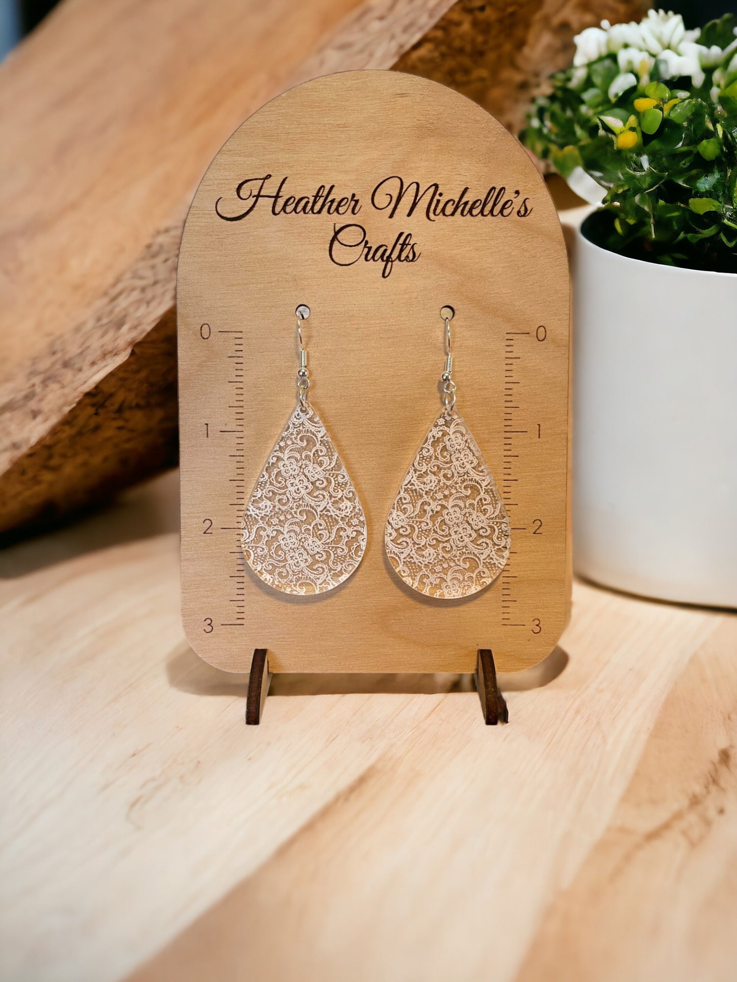 Earrings - Acrylic White Lace Design, 6 styles available