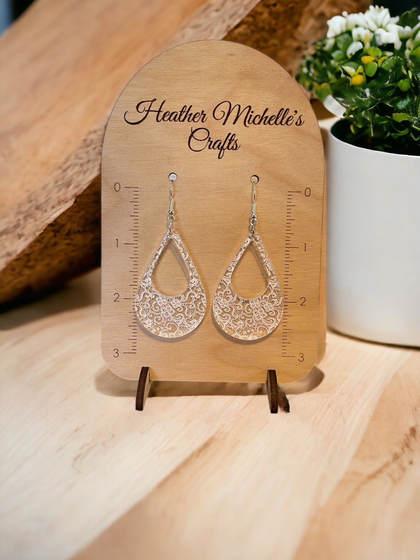 Earrings - Acrylic White Lace Design, 6 styles available