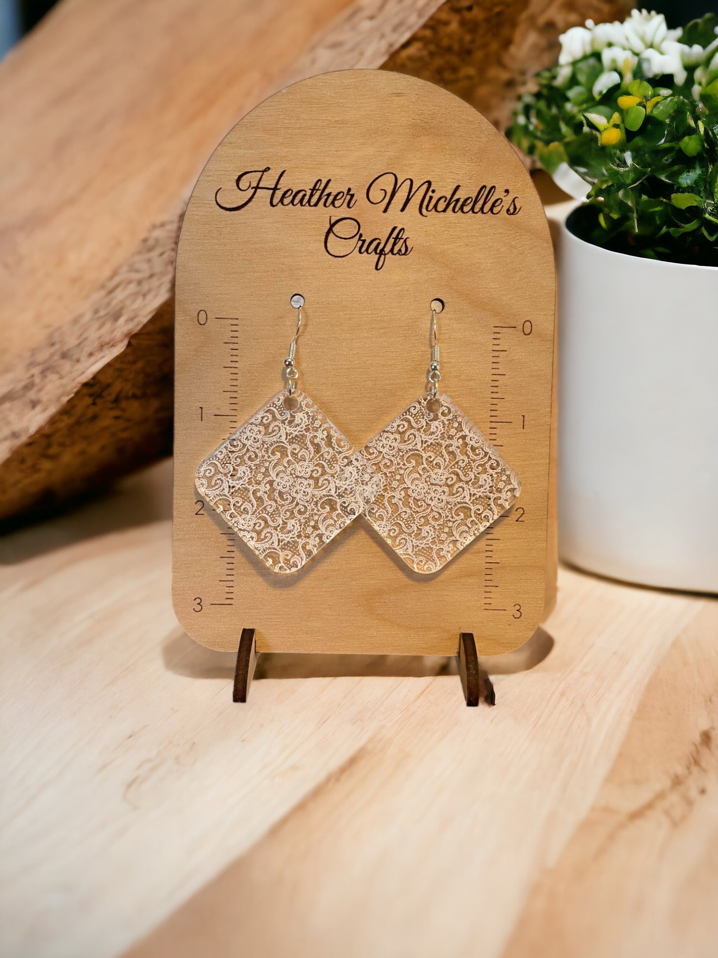 Earrings - Acrylic White Lace Design, 6 styles available