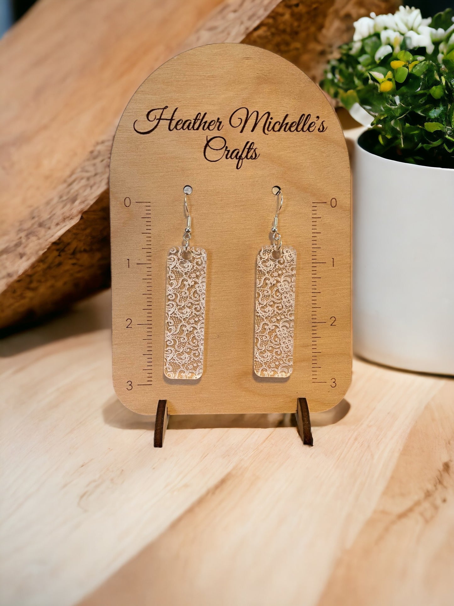 Earrings - Acrylic White Lace Design, 6 styles available