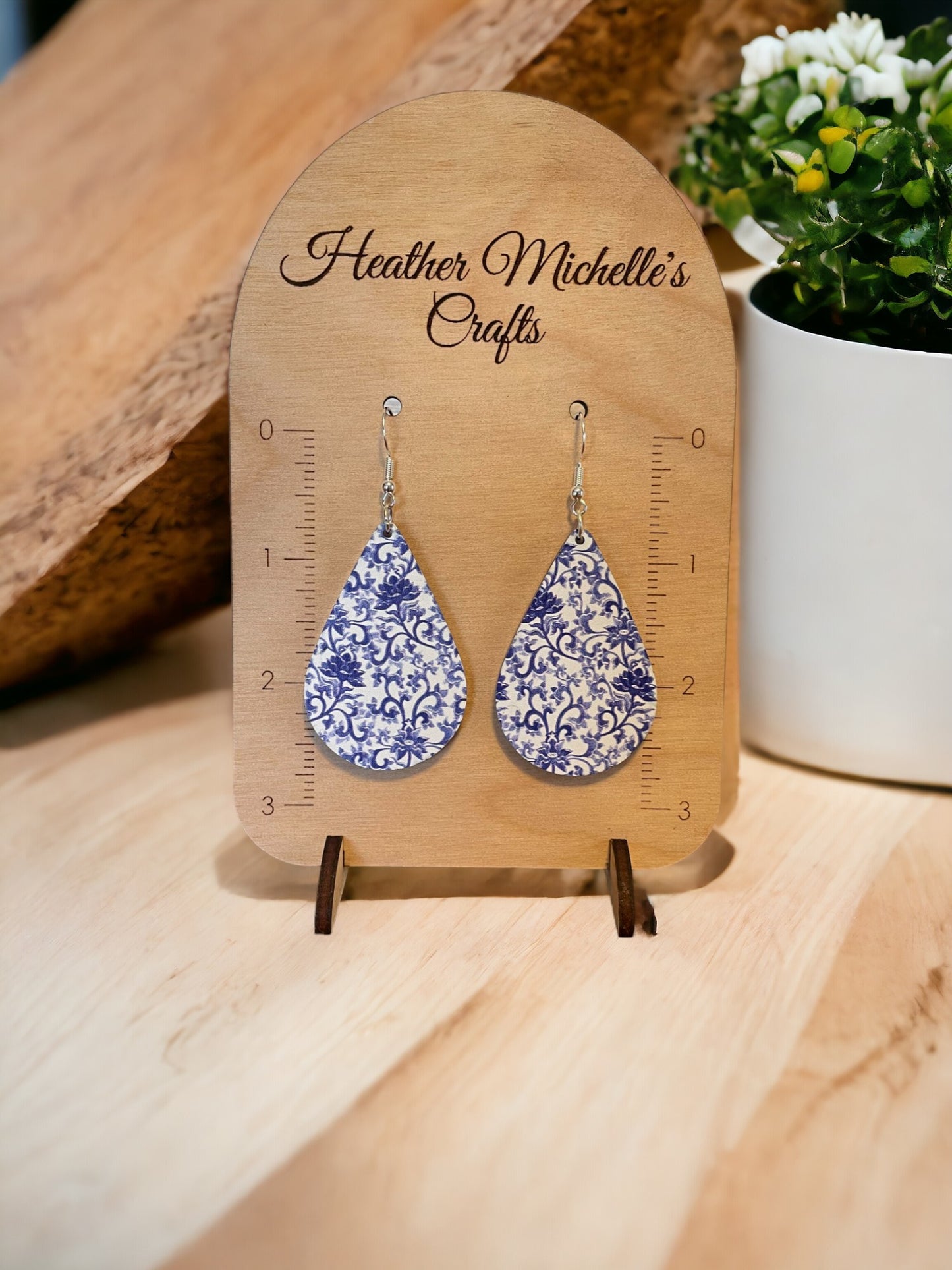 Earrings - Acrylic Antique Blue China Design, 6 styles available