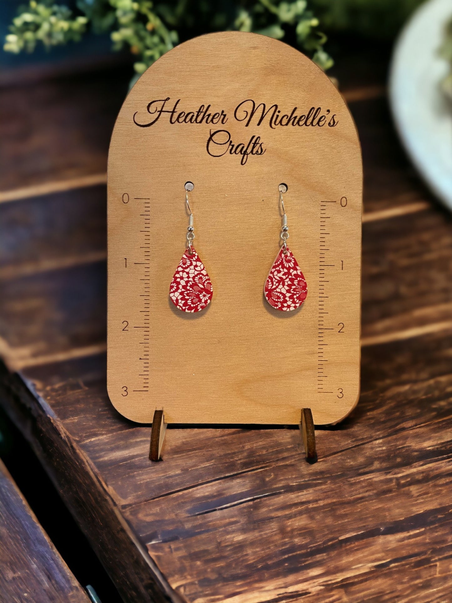 Earrings - Acrylic Red Lace, 6 styles available