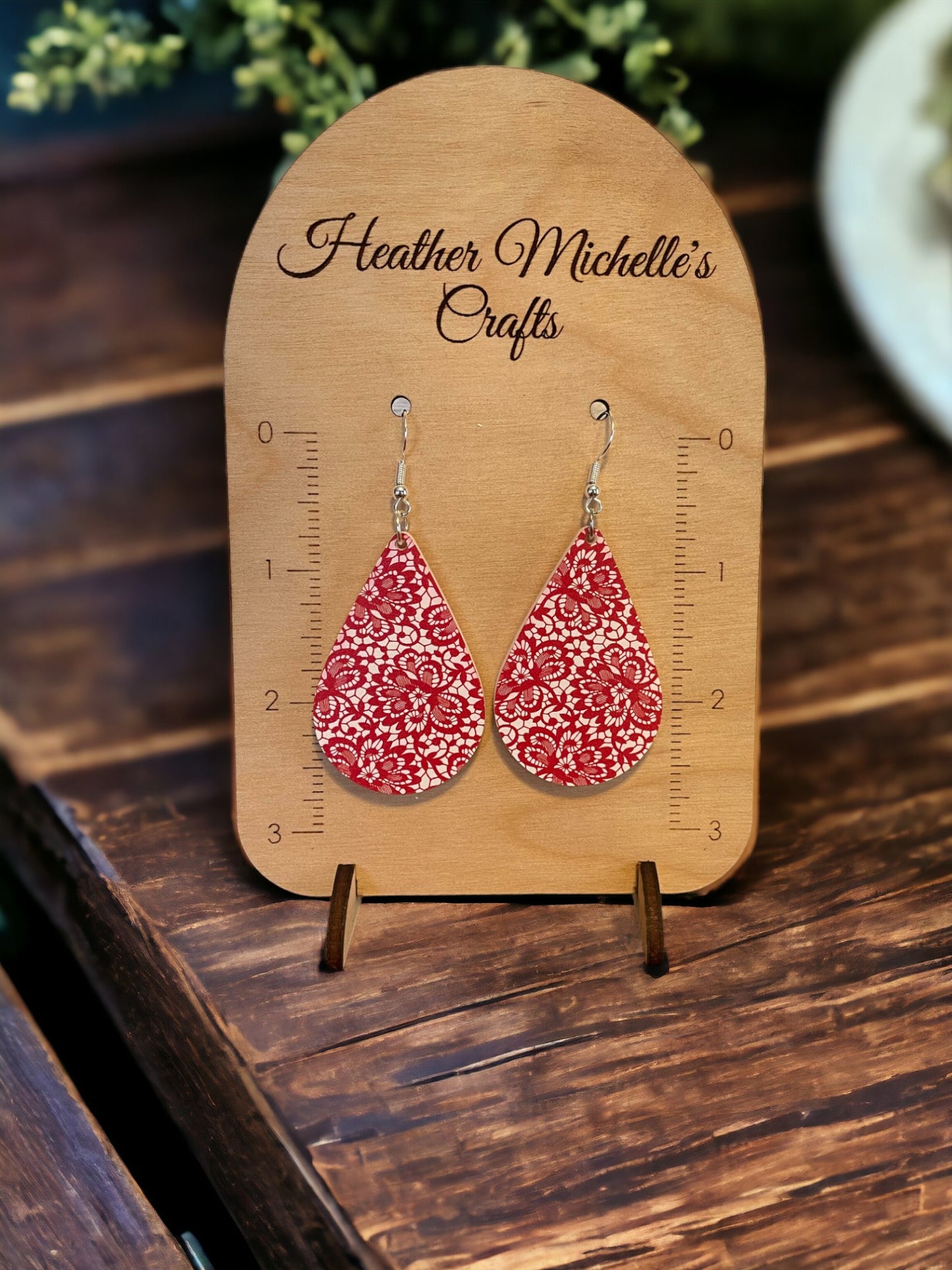 Earrings - Acrylic Red Lace, 6 styles available