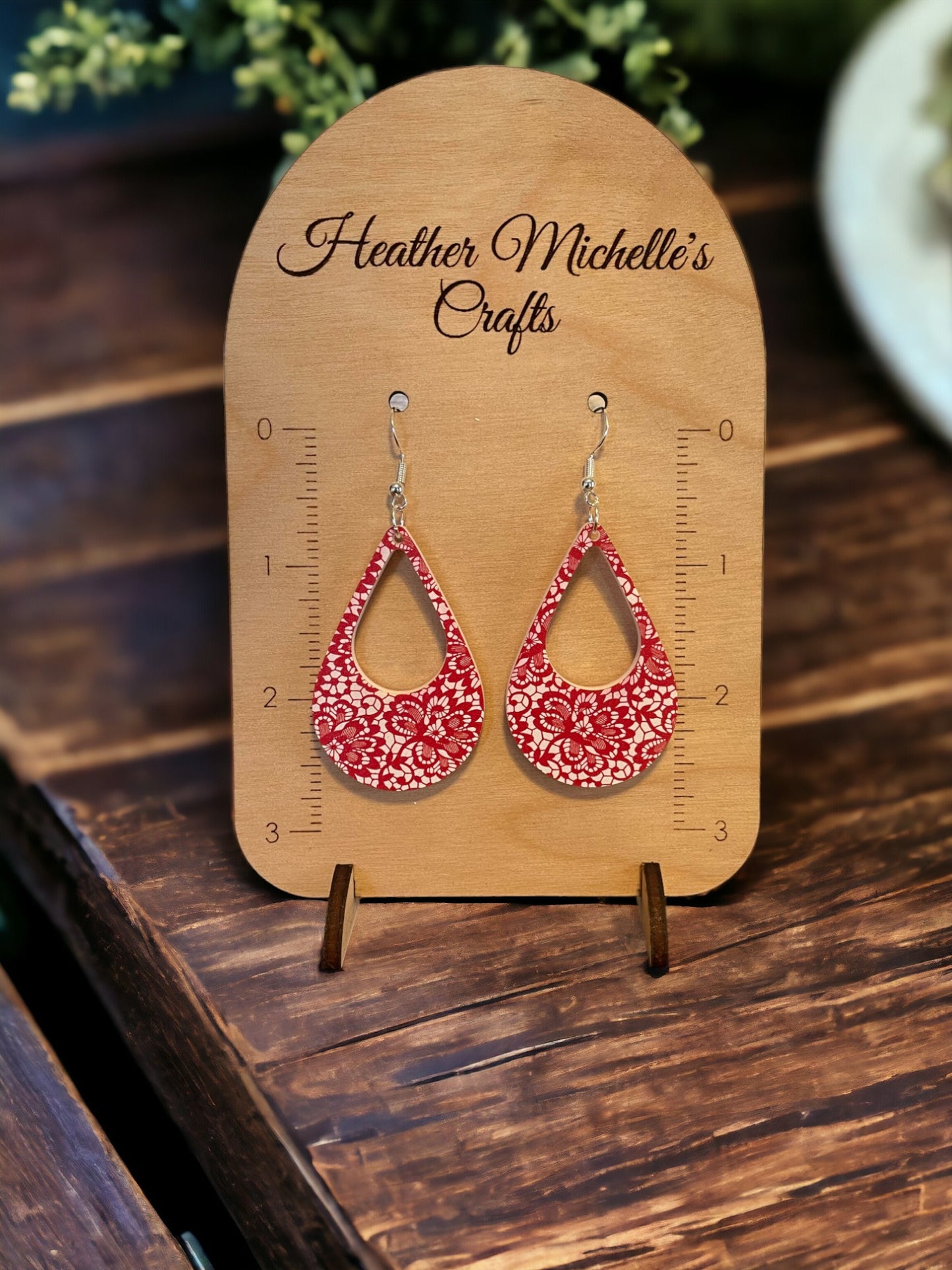 Earrings - Acrylic Red Lace, 6 styles available