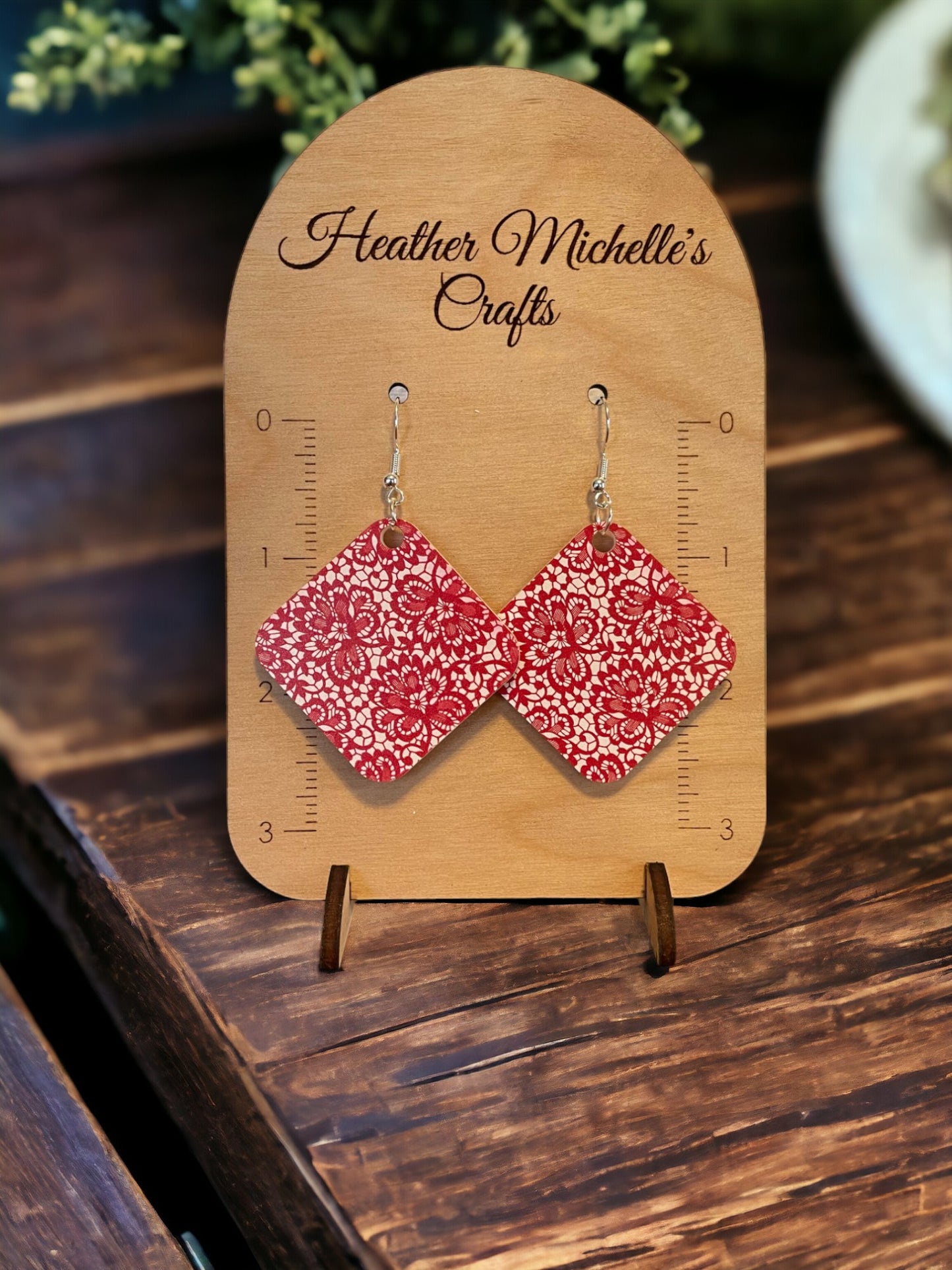 Earrings - Acrylic Red Lace, 6 styles available