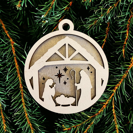 Ornament - Layered Stable Nativity