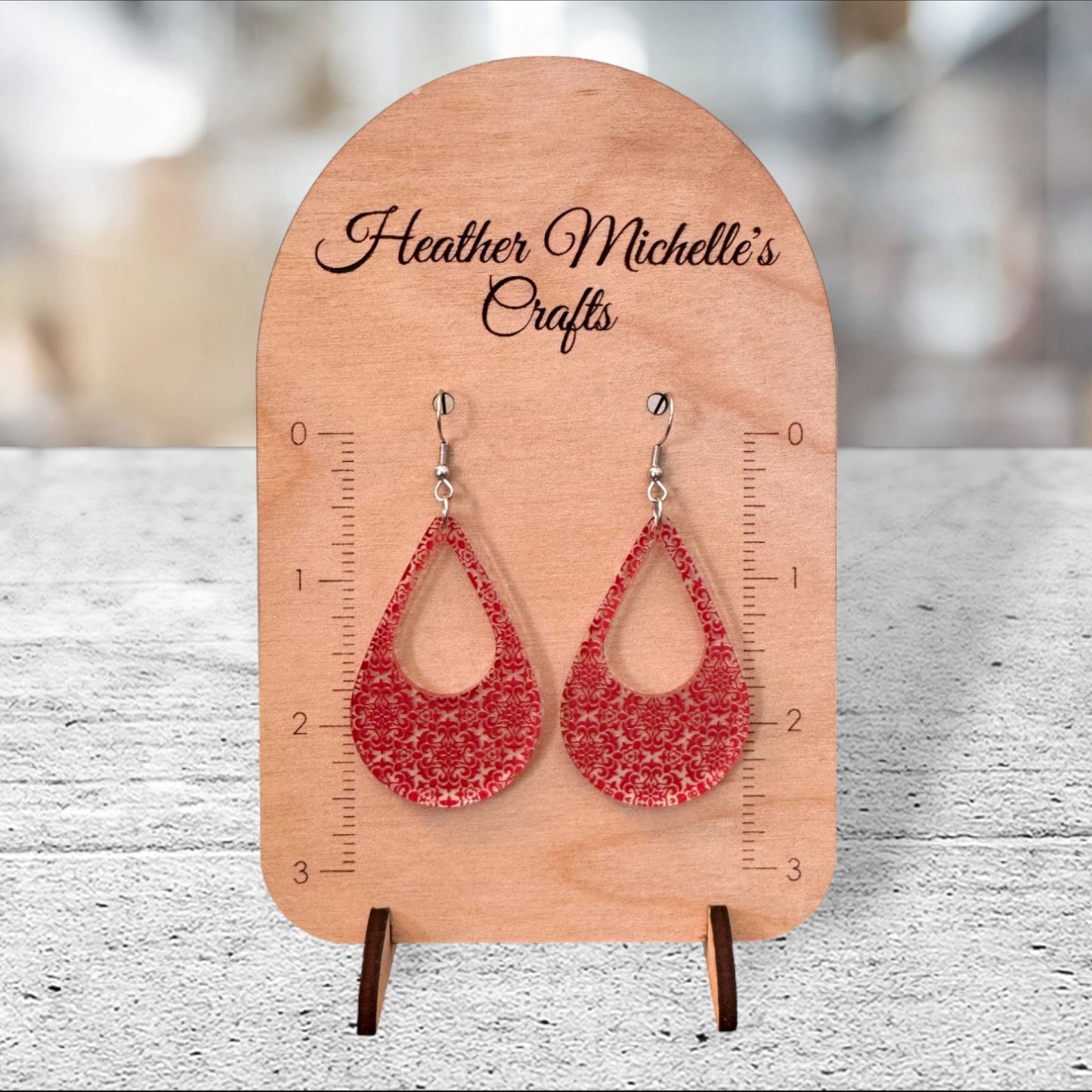 Earrings - Acrylic Red Victorian, 6 styles available