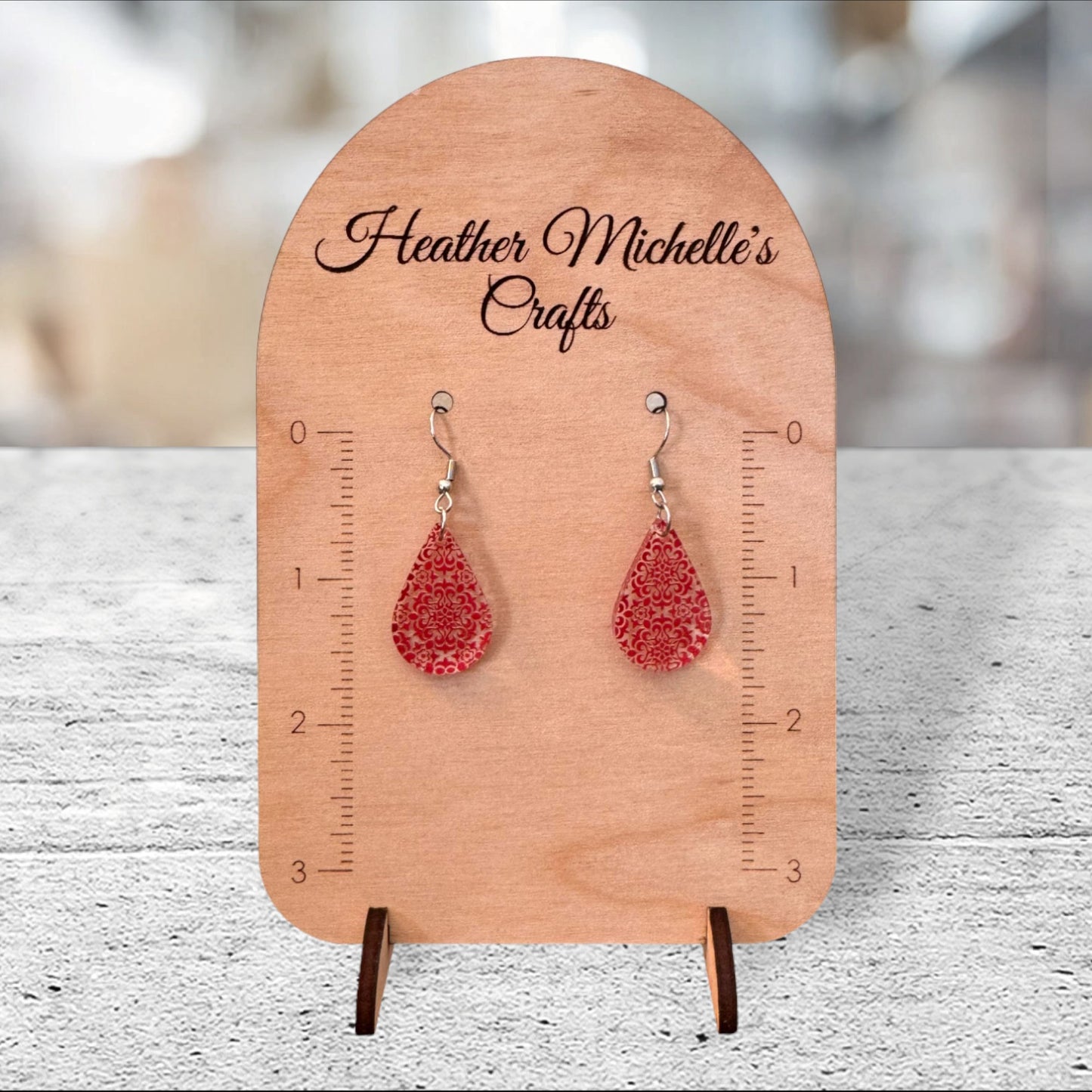 Earrings - Acrylic Red Victorian, 6 styles available