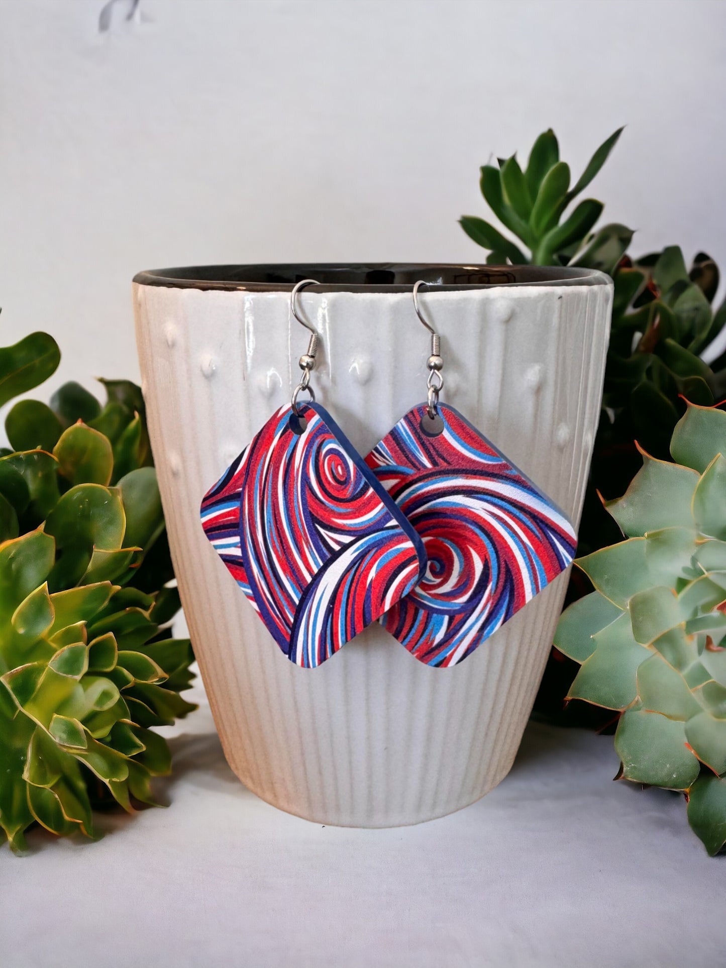 Earrings - Acrylic Patriotic Swirls, 6 styles available