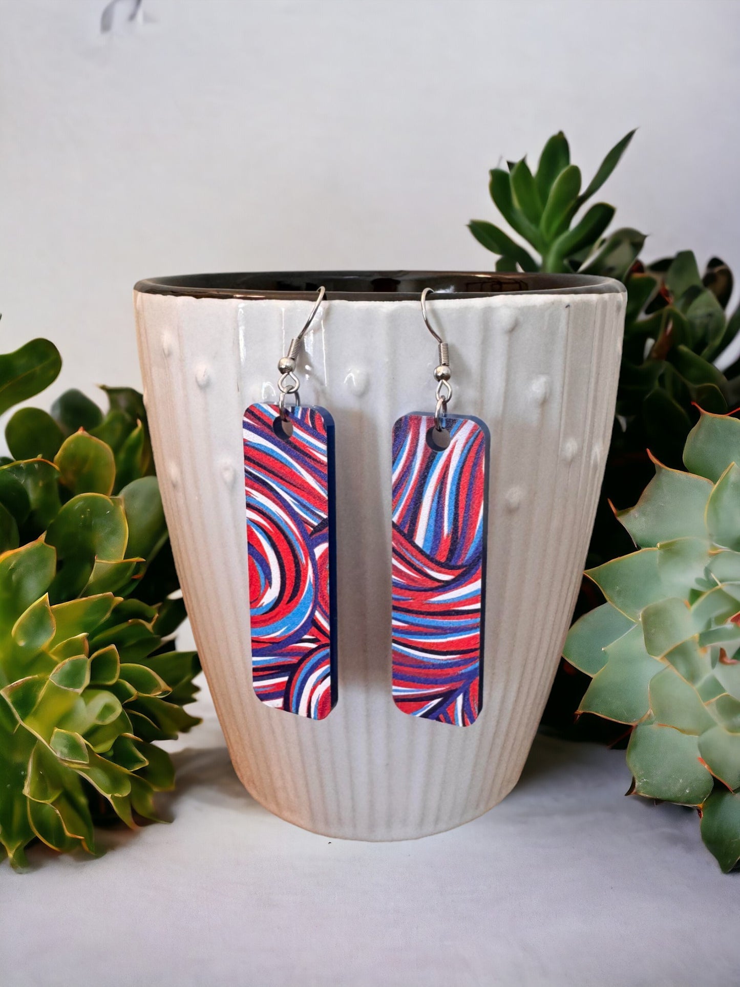 Earrings - Acrylic Patriotic Swirls, 6 styles available