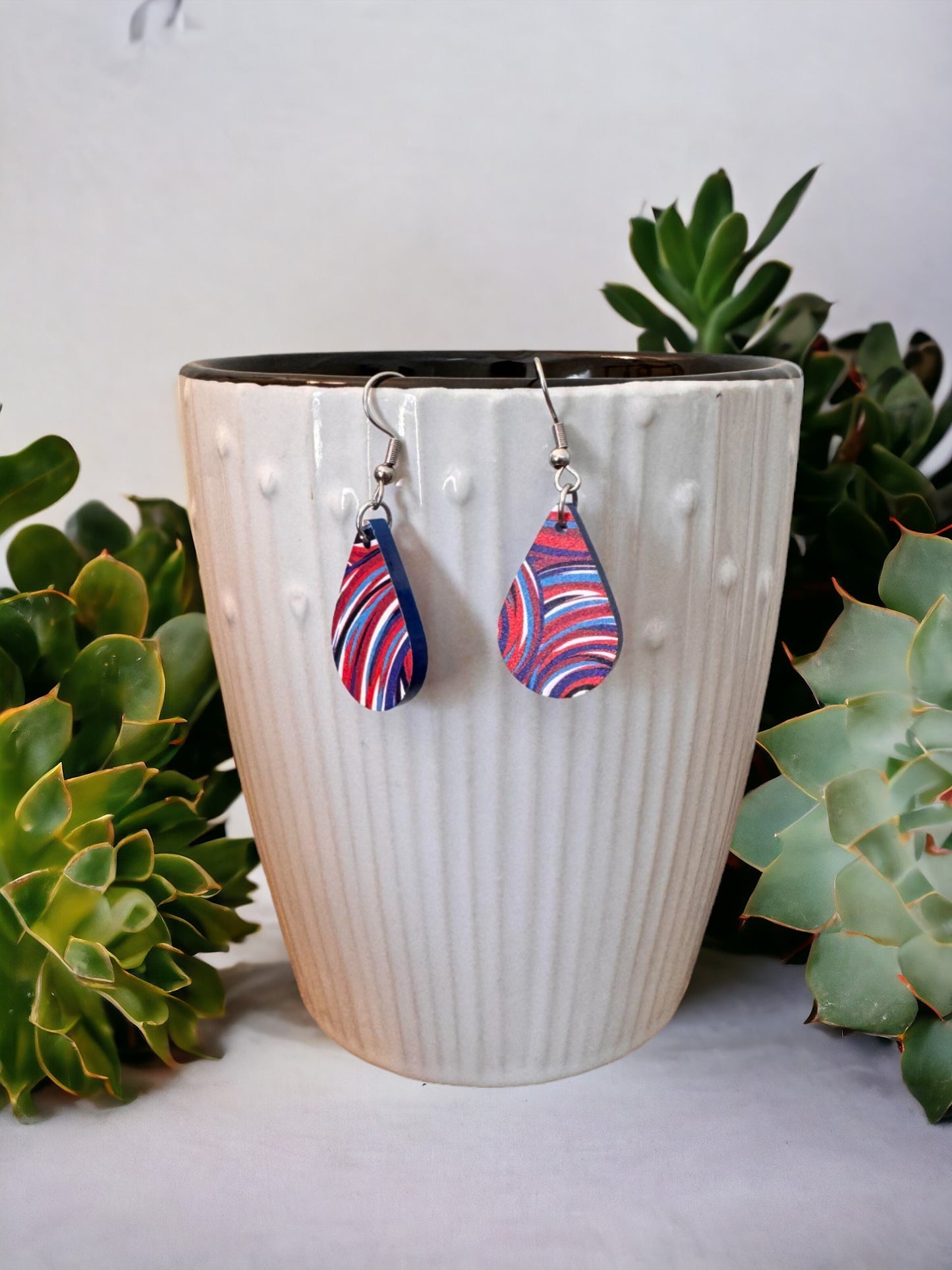 Earrings - Acrylic Patriotic Swirls, 6 styles available