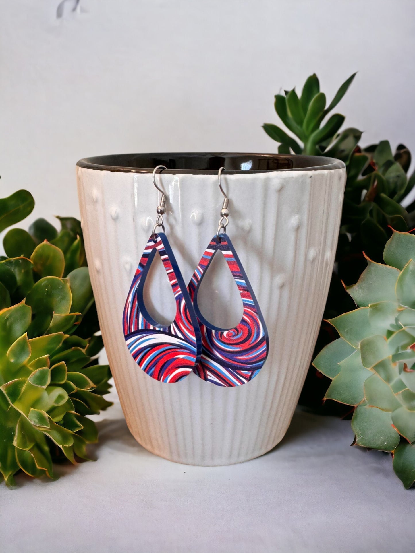 Earrings - Acrylic Patriotic Swirls, 6 styles available