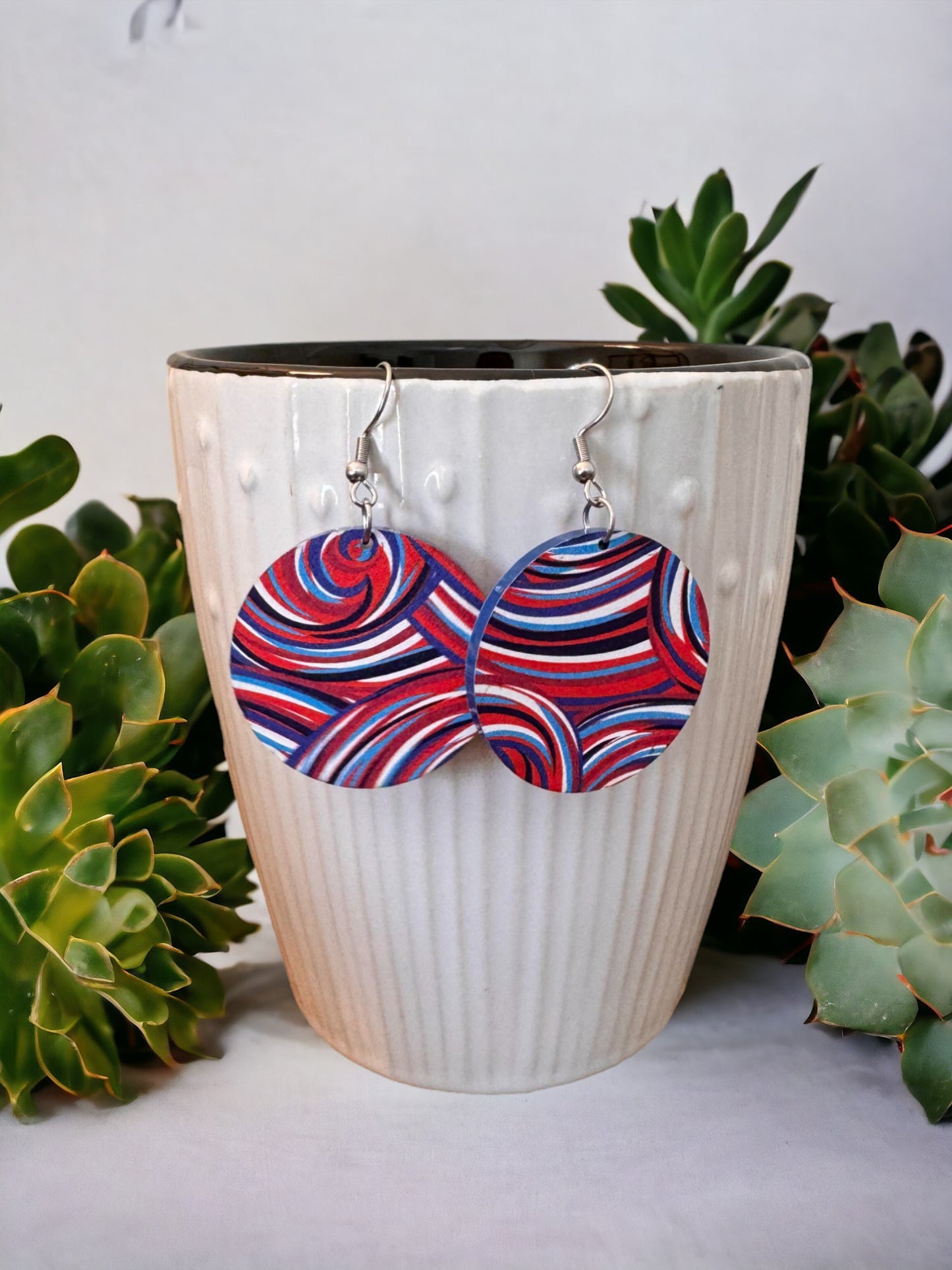 Earrings - Acrylic Patriotic Swirls, 6 styles available