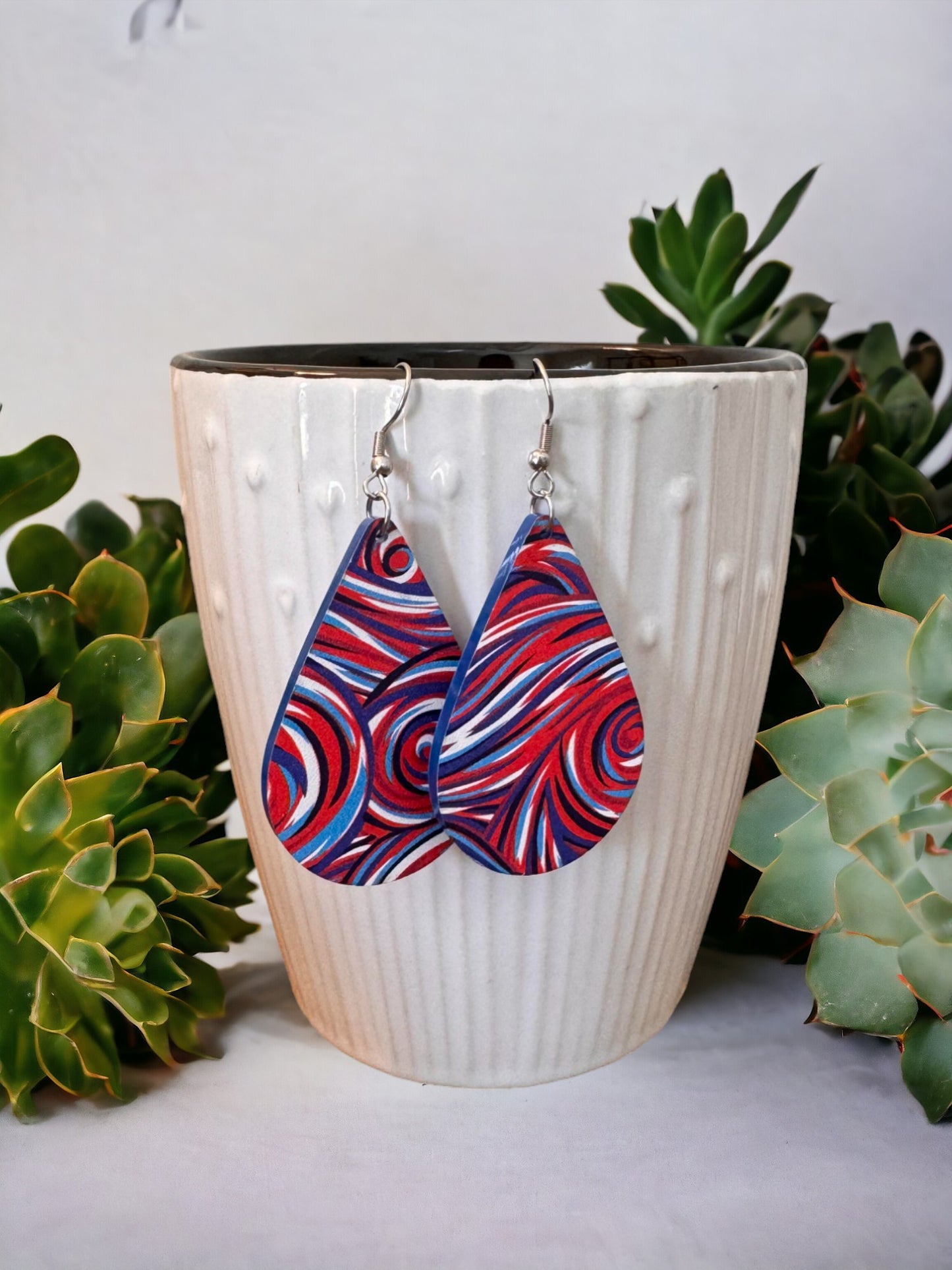 Earrings - Acrylic Patriotic Swirls, 6 styles available