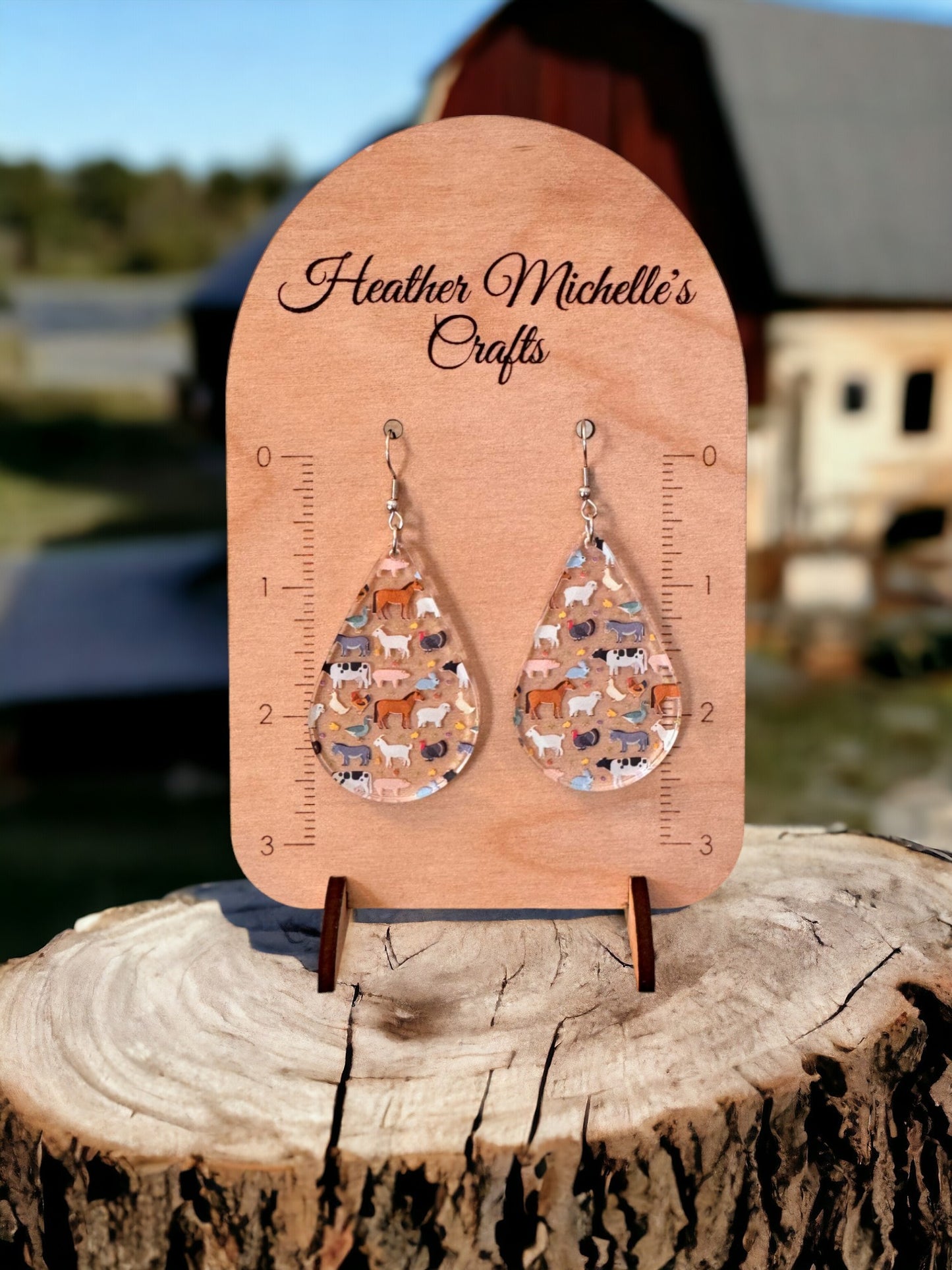 Earrings - Acrylic Farm Animals, 5 styles available